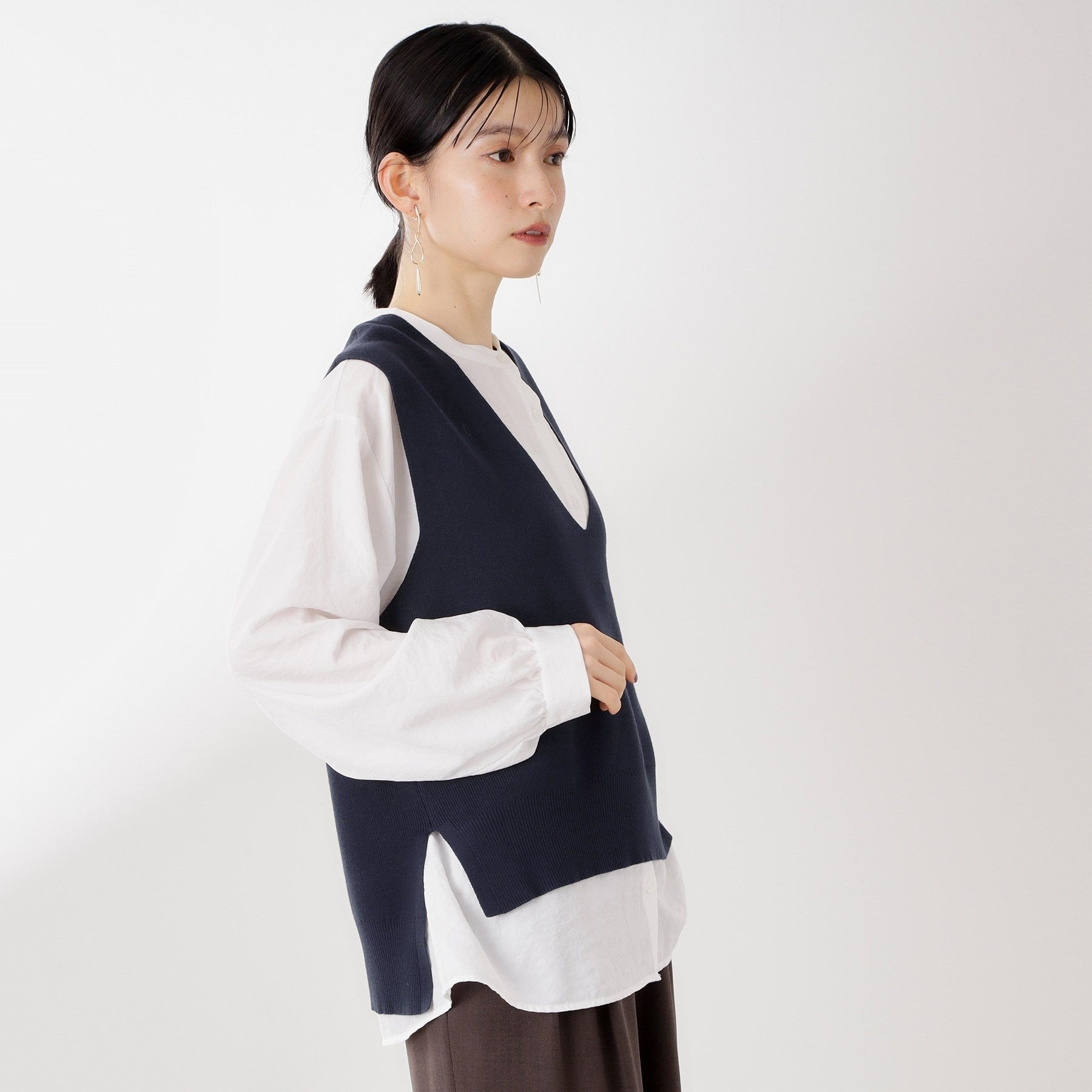 ザ ショップ ティーケー  (ウィメン) THE SHOP TK(Women) ニットベストブラウスセット （ブラウン(043)） ブラウン(043)
