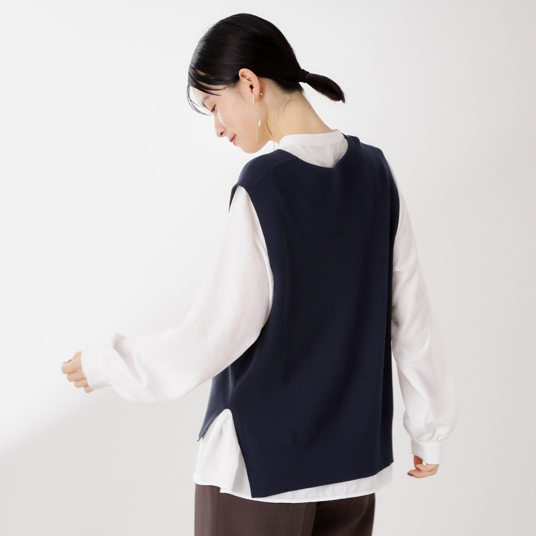 ザ ショップ ティーケー  (ウィメン) THE SHOP TK(Women) ニットベストブラウスセット （ブラウン(043)） ブラウン(043)