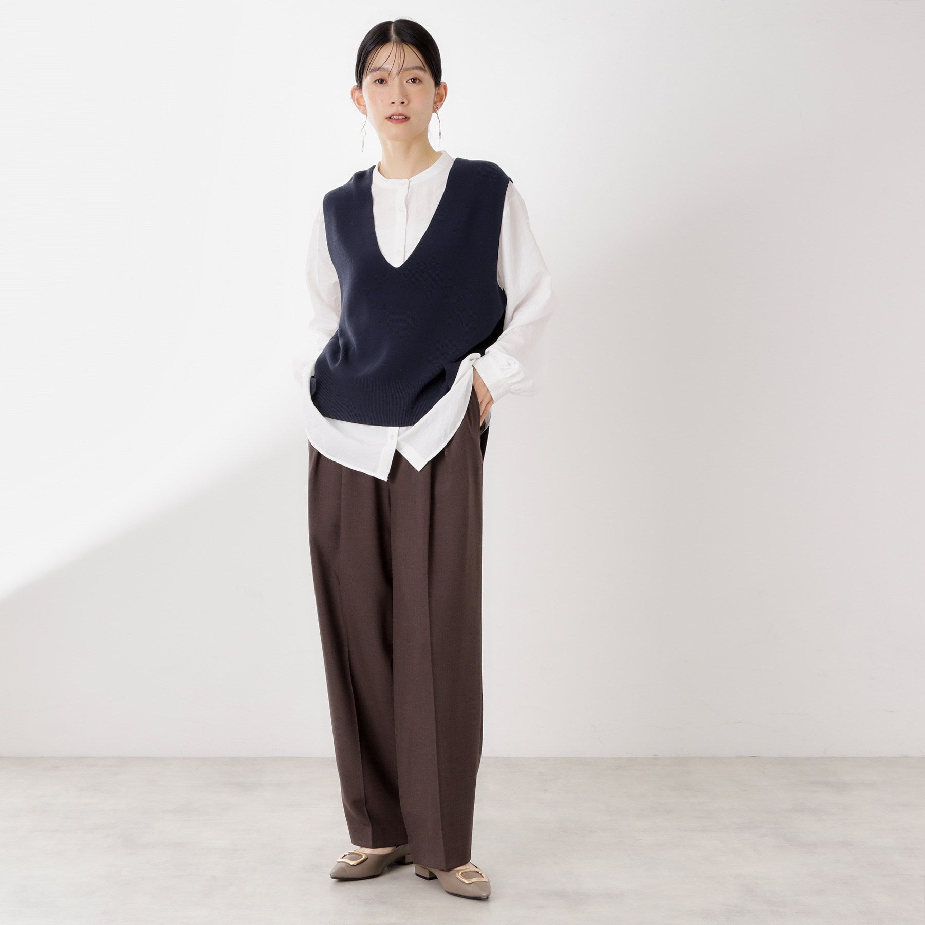 ザ ショップ ティーケー  (ウィメン) THE SHOP TK(Women) ニットベストブラウスセット （ブラウン(043)） ブラウン(043)