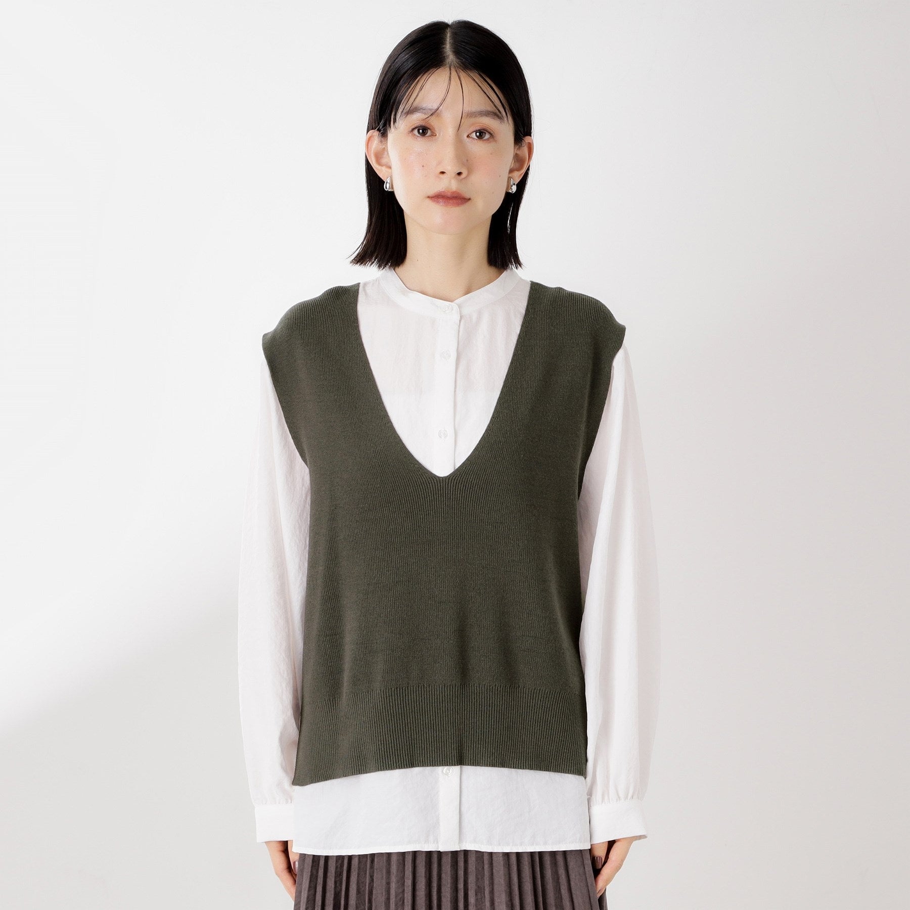 ザ ショップ ティーケー  (ウィメン) THE SHOP TK(Women) ニットベストブラウスセット （ブラウン(043)） ブラウン(043)