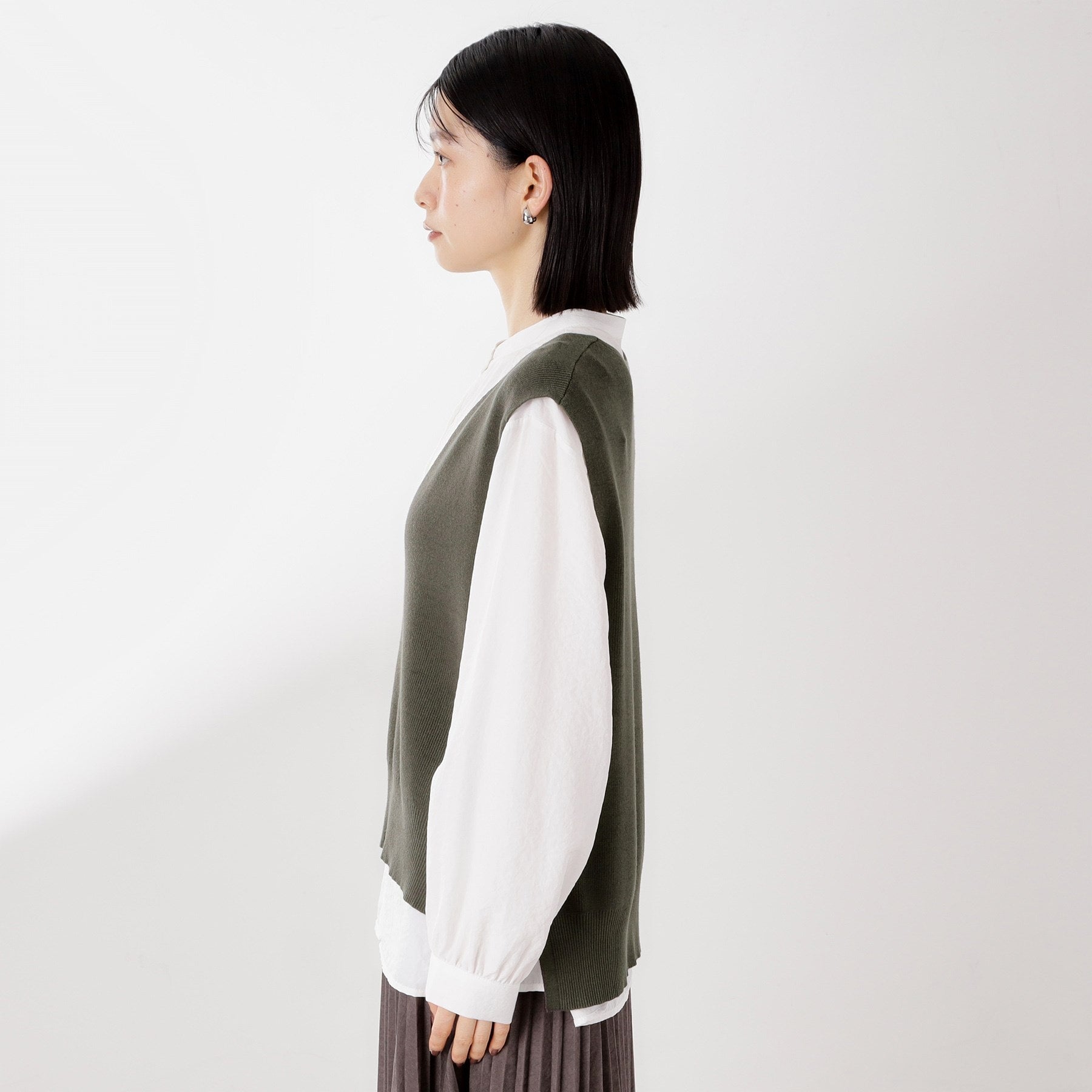 ザ ショップ ティーケー  (ウィメン) THE SHOP TK(Women) ニットベストブラウスセット （ブラウン(043)） ブラウン(043)