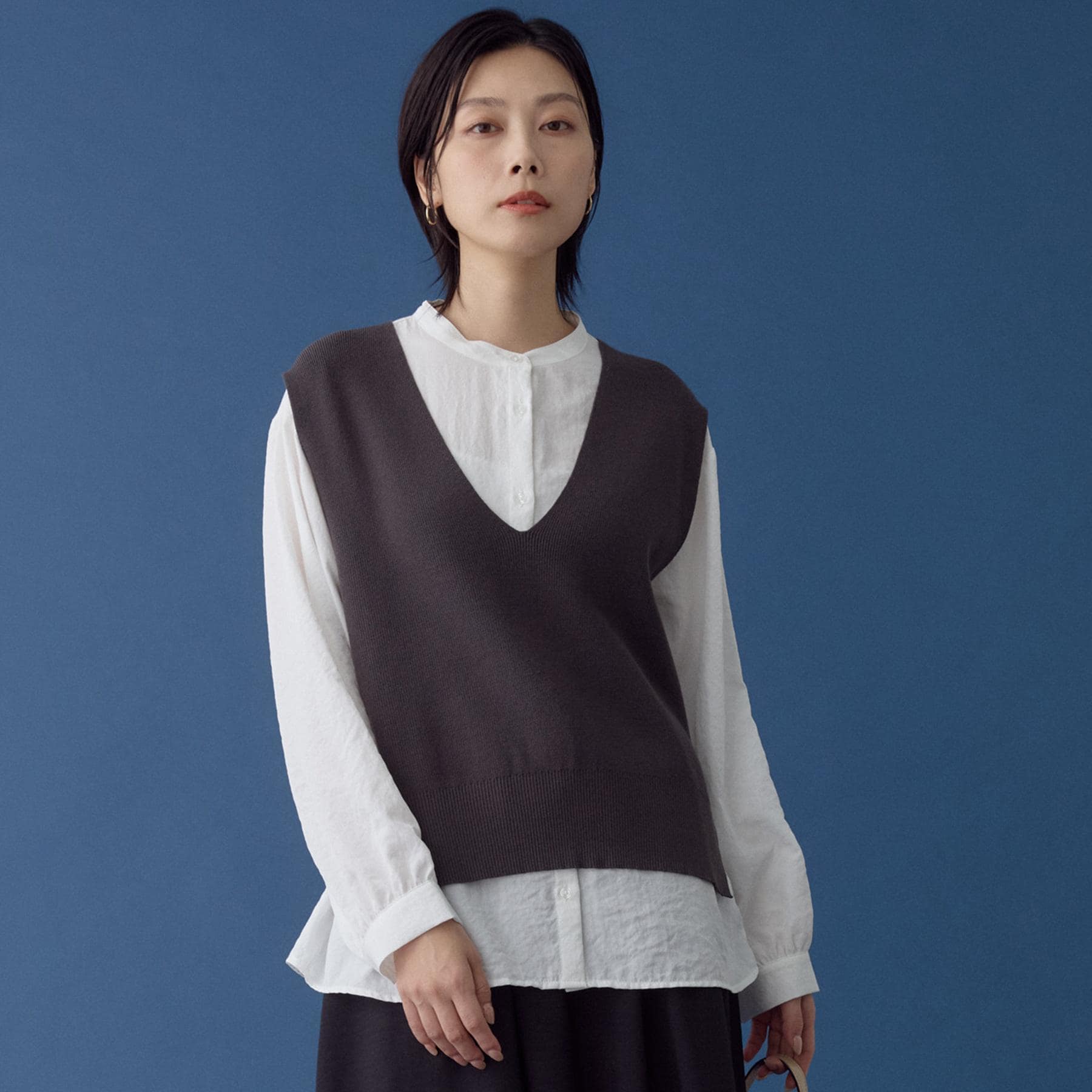 ザ ショップ ティーケー  (ウィメン) THE SHOP TK(Women) ニットベストブラウスセット （ブラウン(043)） ブラウン(043)