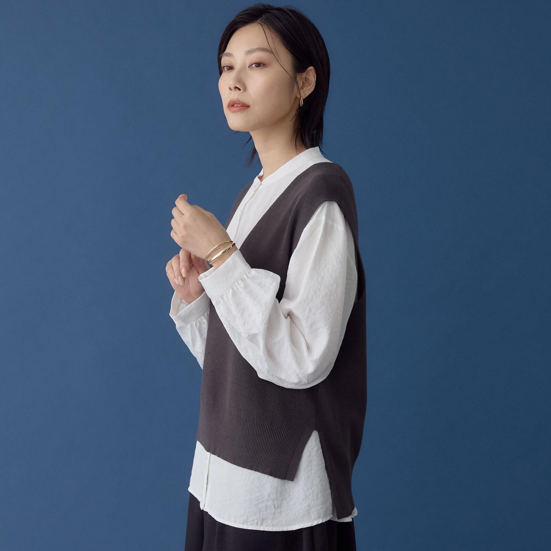 ザ ショップ ティーケー  (ウィメン) THE SHOP TK(Women) ニットベストブラウスセット （ブラウン(043)） ブラウン(043)