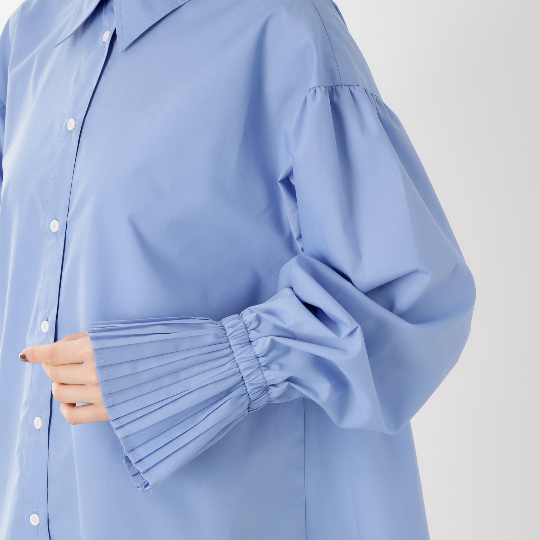 ザ ショップ ティーケー  (ウィメン) THE SHOP TK(Women) 袖プリーツシャツ （スミクロ(018)） スミクロ(018)