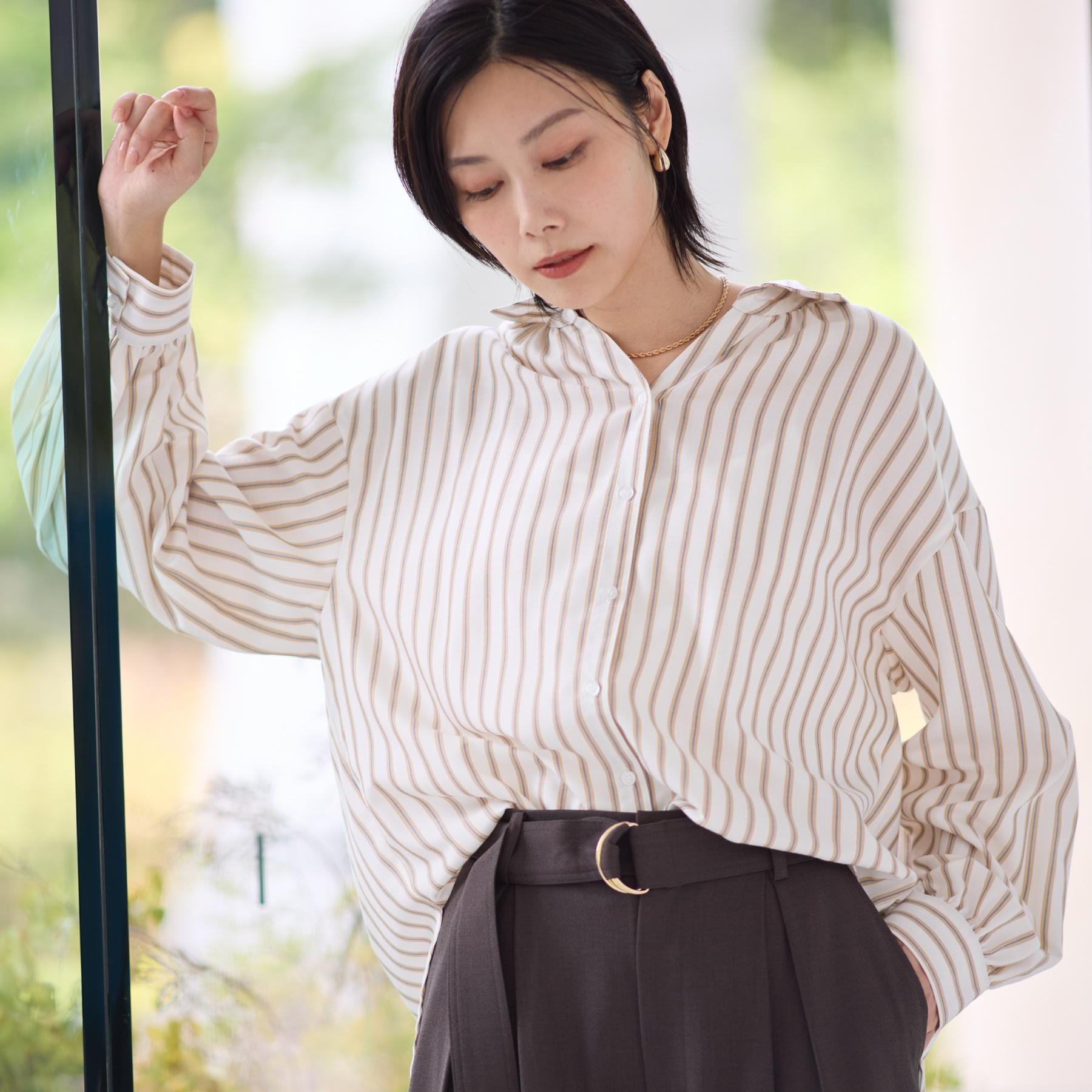 ザ ショップ ティーケー  (ウィメン) THE SHOP TK(Women) バックシャーリングブラウス （アイボリー(304)） アイボリー(304)
