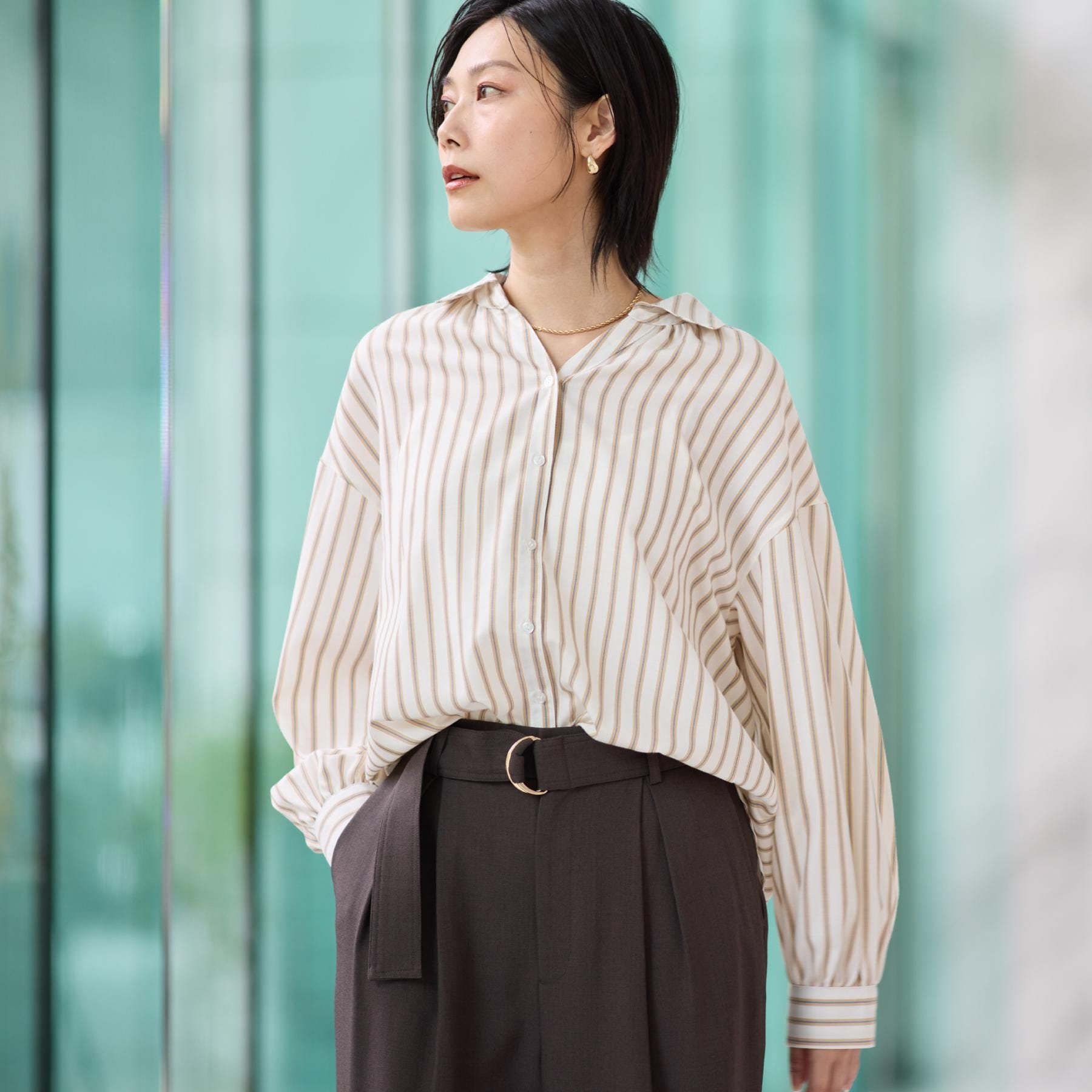 ザ ショップ ティーケー  (ウィメン) THE SHOP TK(Women) バックシャーリングブラウス （アイボリー(304)） アイボリー(304)