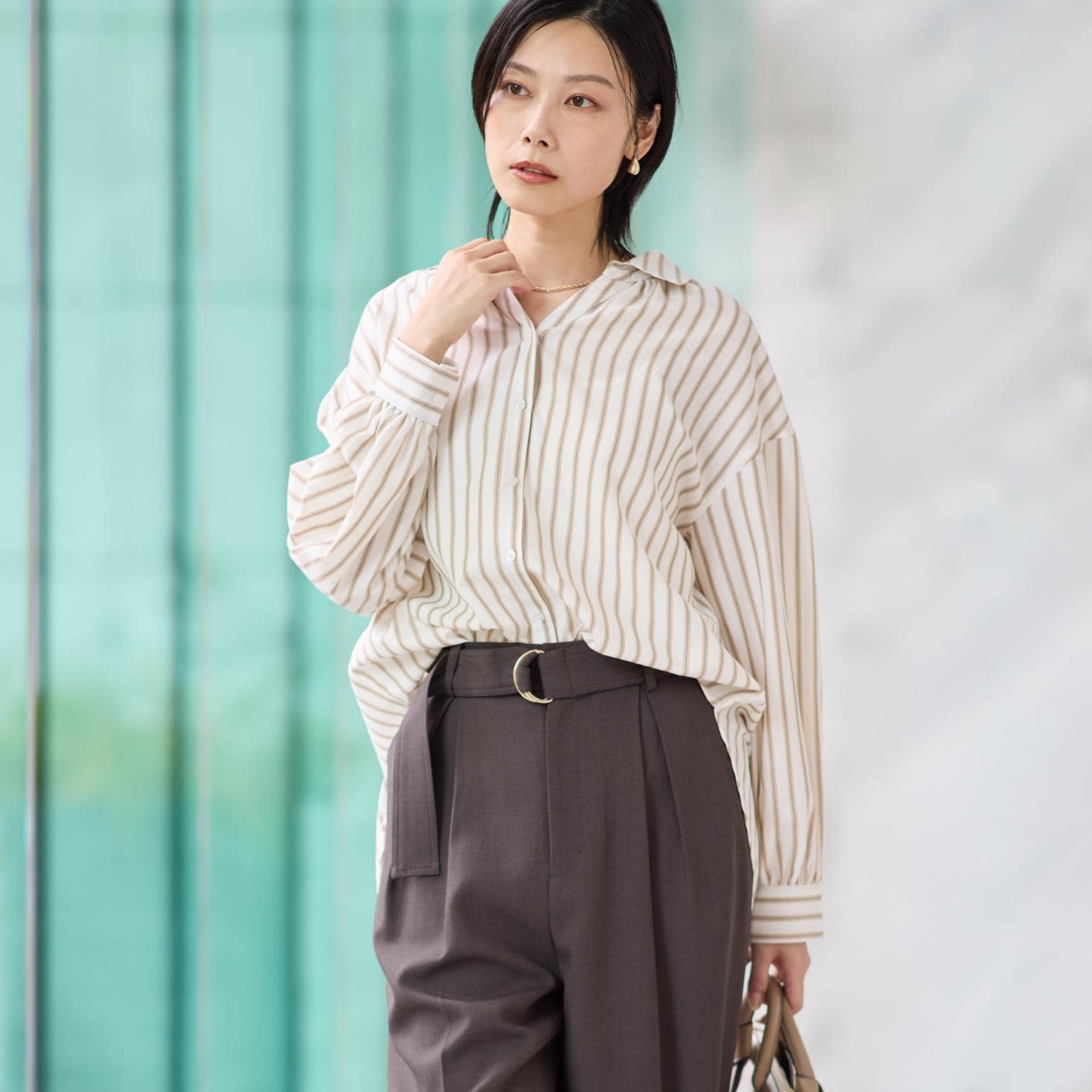 ザ ショップ ティーケー  (ウィメン) THE SHOP TK(Women) バックシャーリングブラウス （アイボリー(304)） アイボリー(304)