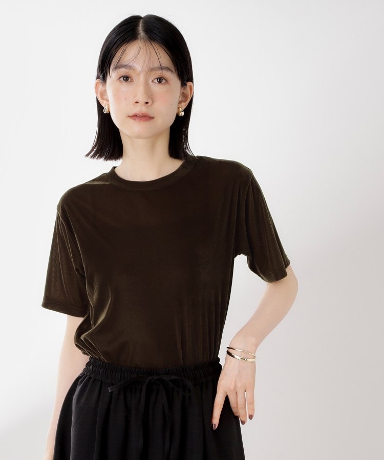 ザ ショップ ティーケー  (ウィメン) THE SHOP TK(Women) シアーベロアTEE （ブラウン(043)） ブラウン(043)