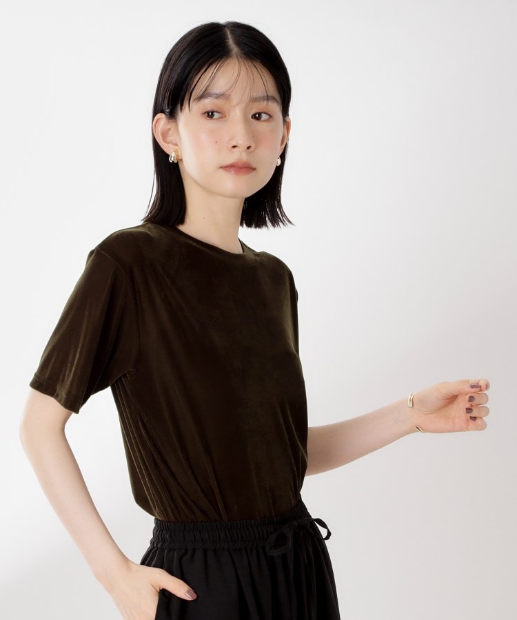 ザ ショップ ティーケー  (ウィメン) THE SHOP TK(Women) シアーベロアTEE （ブラウン(043)） ブラウン(043)