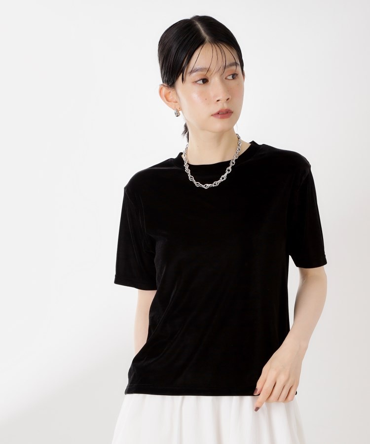 ザ ショップ ティーケー  (ウィメン) THE SHOP TK(Women) シアーベロアTEE （ブラック(019)） ブラック(019)