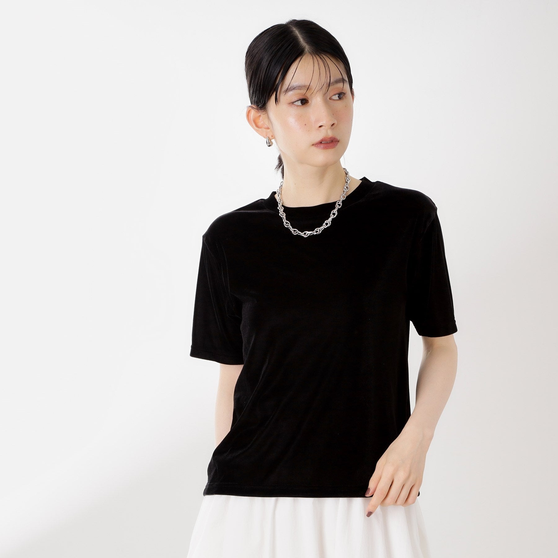 ザ ショップ ティーケー  (ウィメン) THE SHOP TK(Women) シアーベロアTEE （ブラック(019)） ブラック(019)