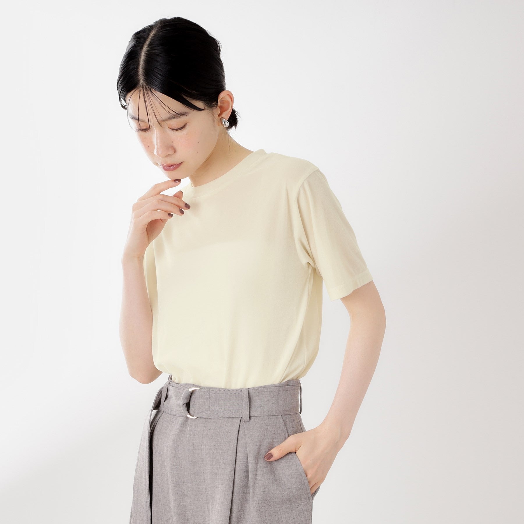 ザ ショップ ティーケー  (ウィメン) THE SHOP TK(Women) シアーベロアTEE （ブラック(019)） ブラック(019)