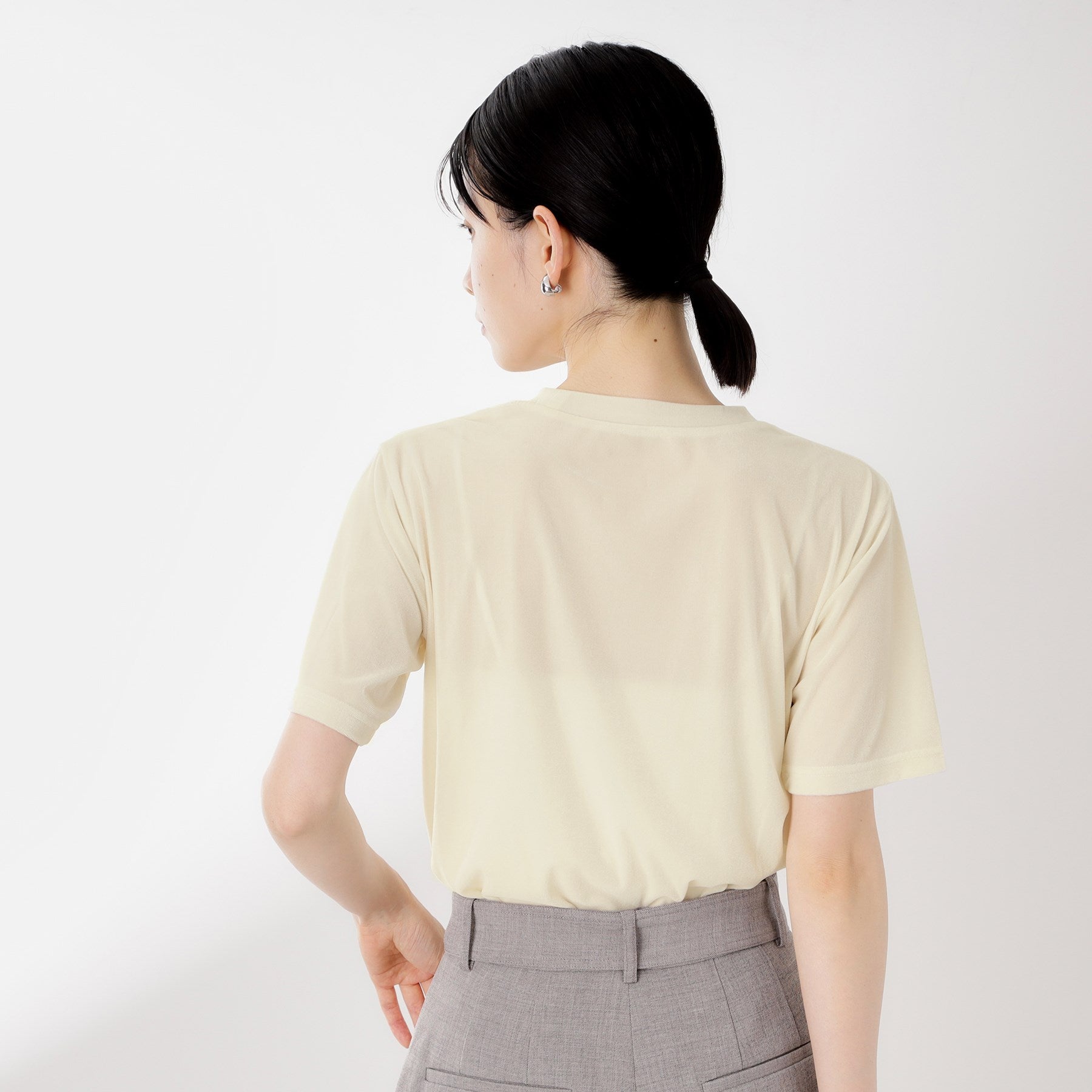ザ ショップ ティーケー  (ウィメン) THE SHOP TK(Women) シアーベロアTEE （ブラック(019)） ブラック(019)