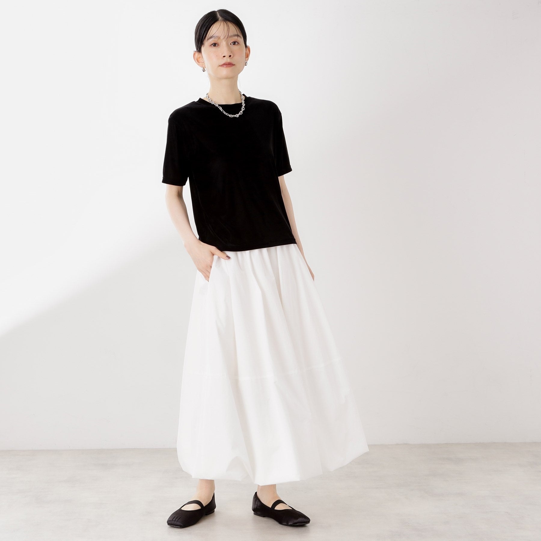 ザ ショップ ティーケー  (ウィメン) THE SHOP TK(Women) シアーベロアTEE （ブラック(019)） ブラック(019)
