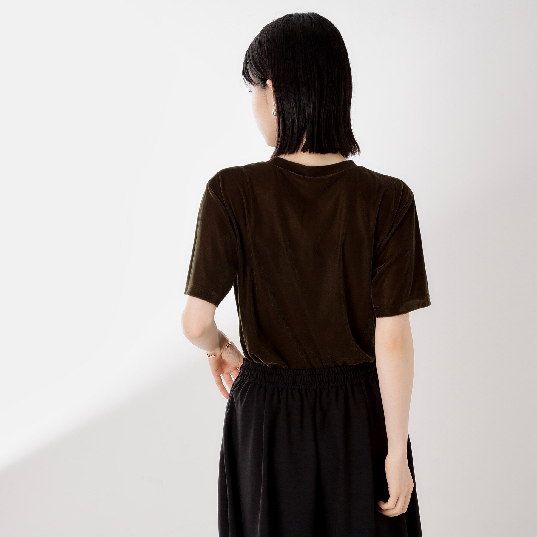 ザ ショップ ティーケー  (ウィメン) THE SHOP TK(Women) シアーベロアTEE （ブラック(019)） ブラック(019)