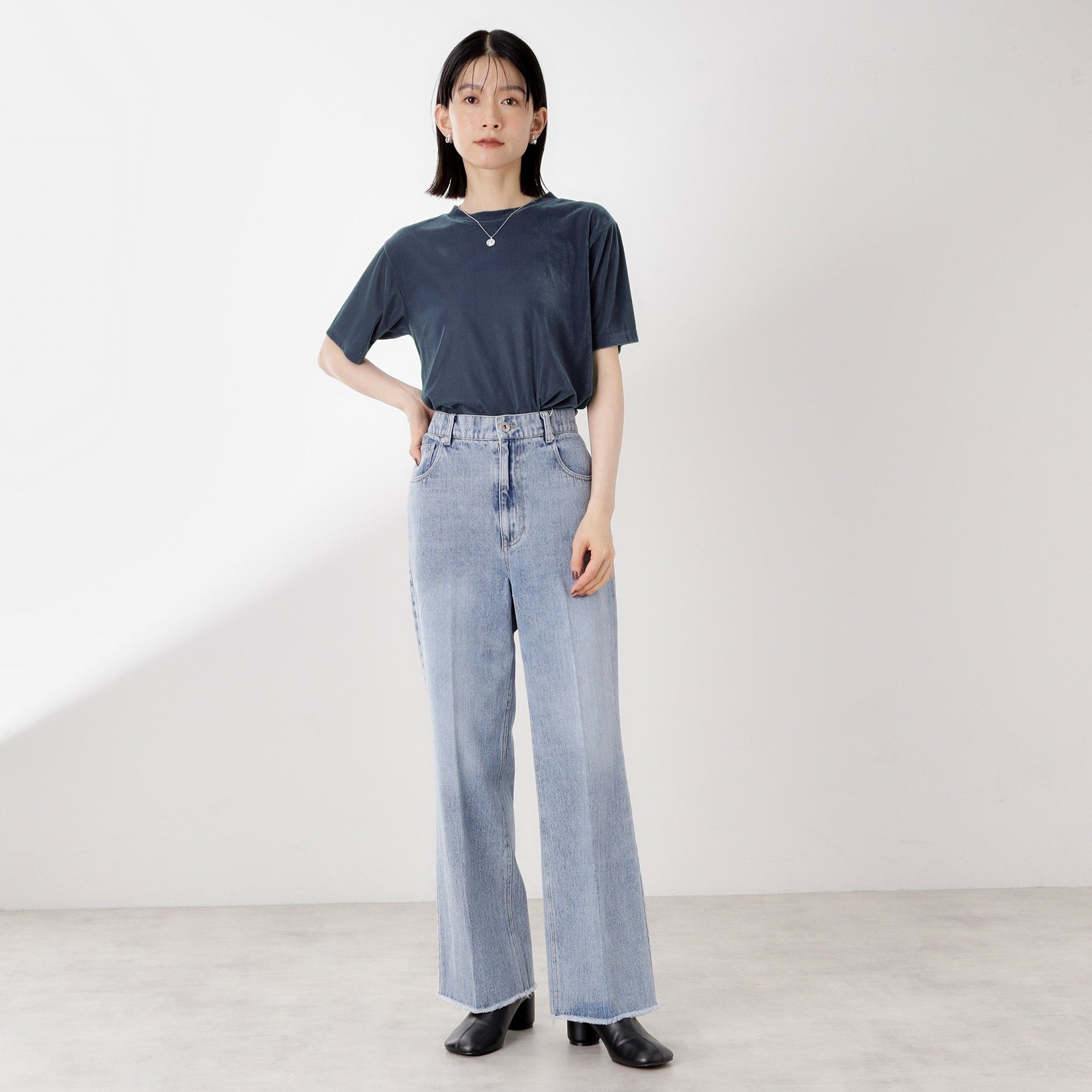ザ ショップ ティーケー  (ウィメン) THE SHOP TK(Women) シアーベロアTEE （ブラック(019)） ブラック(019)