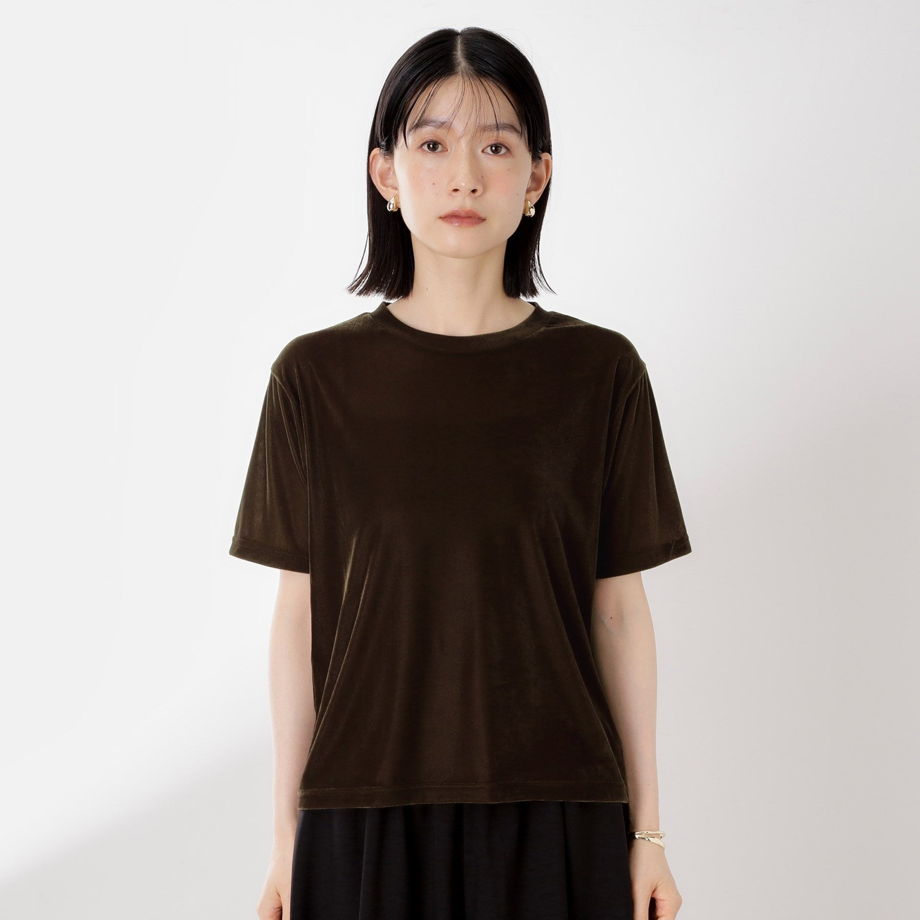 ザ ショップ ティーケー  (ウィメン) THE SHOP TK(Women) シアーベロアTEE （ブラック(019)） ブラック(019)