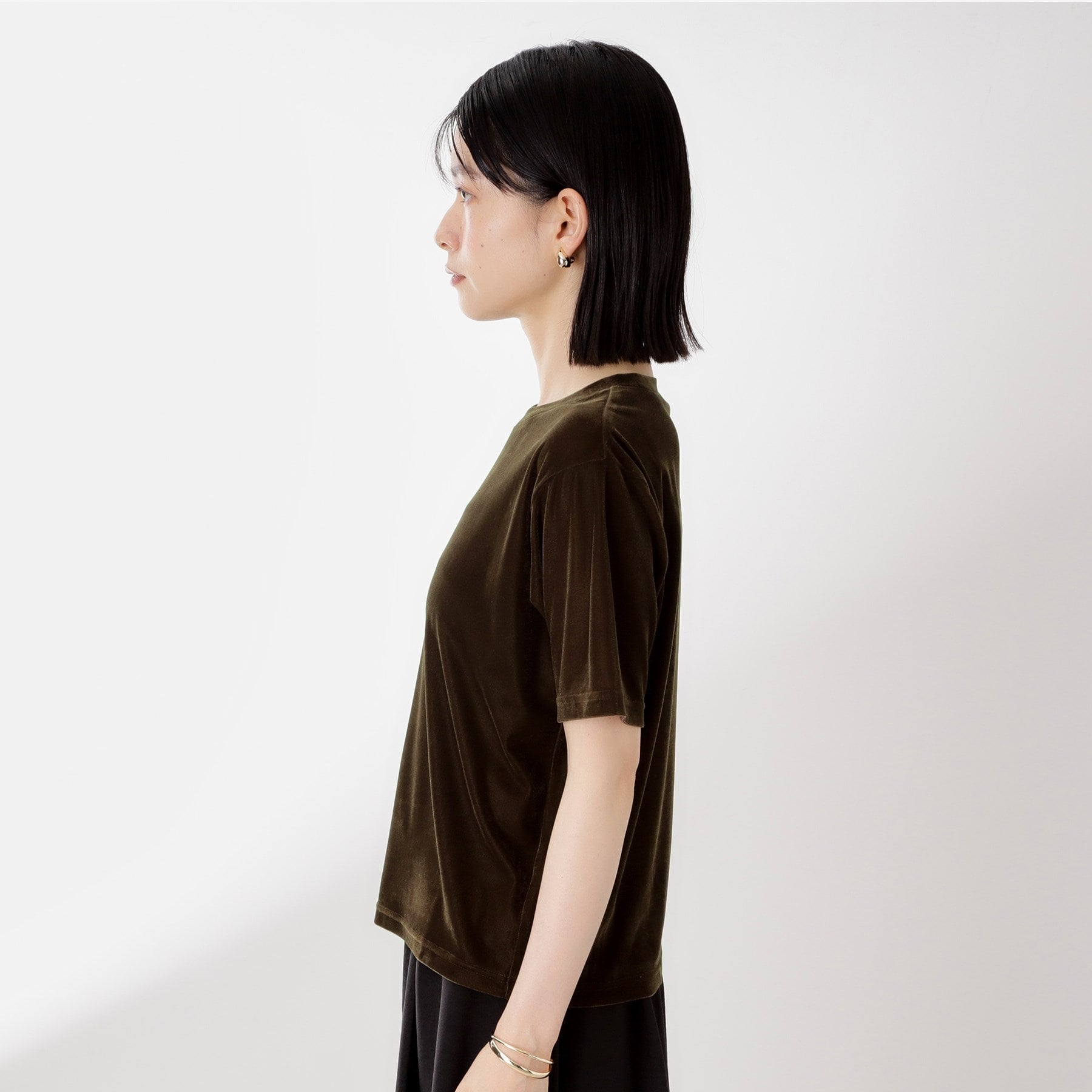 ザ ショップ ティーケー  (ウィメン) THE SHOP TK(Women) シアーベロアTEE （ブラック(019)） ブラック(019)
