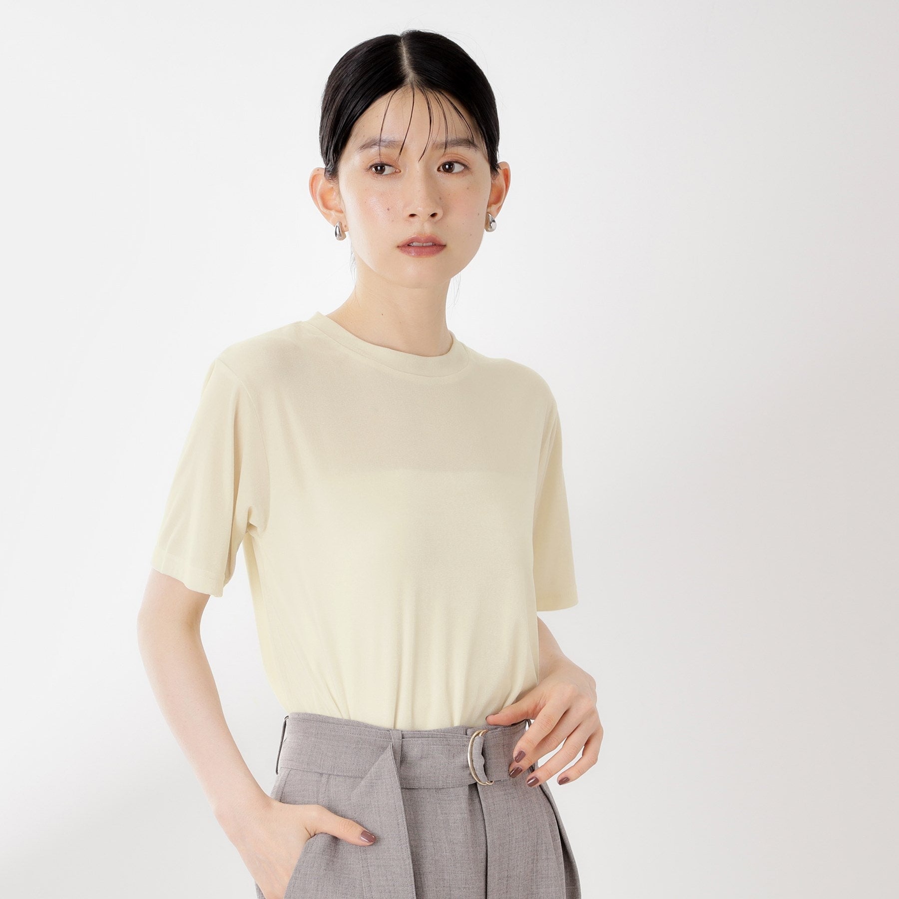 ザ ショップ ティーケー  (ウィメン) THE SHOP TK(Women) シアーベロアTEE （オフホワイト(003)） オフホワイト(003)