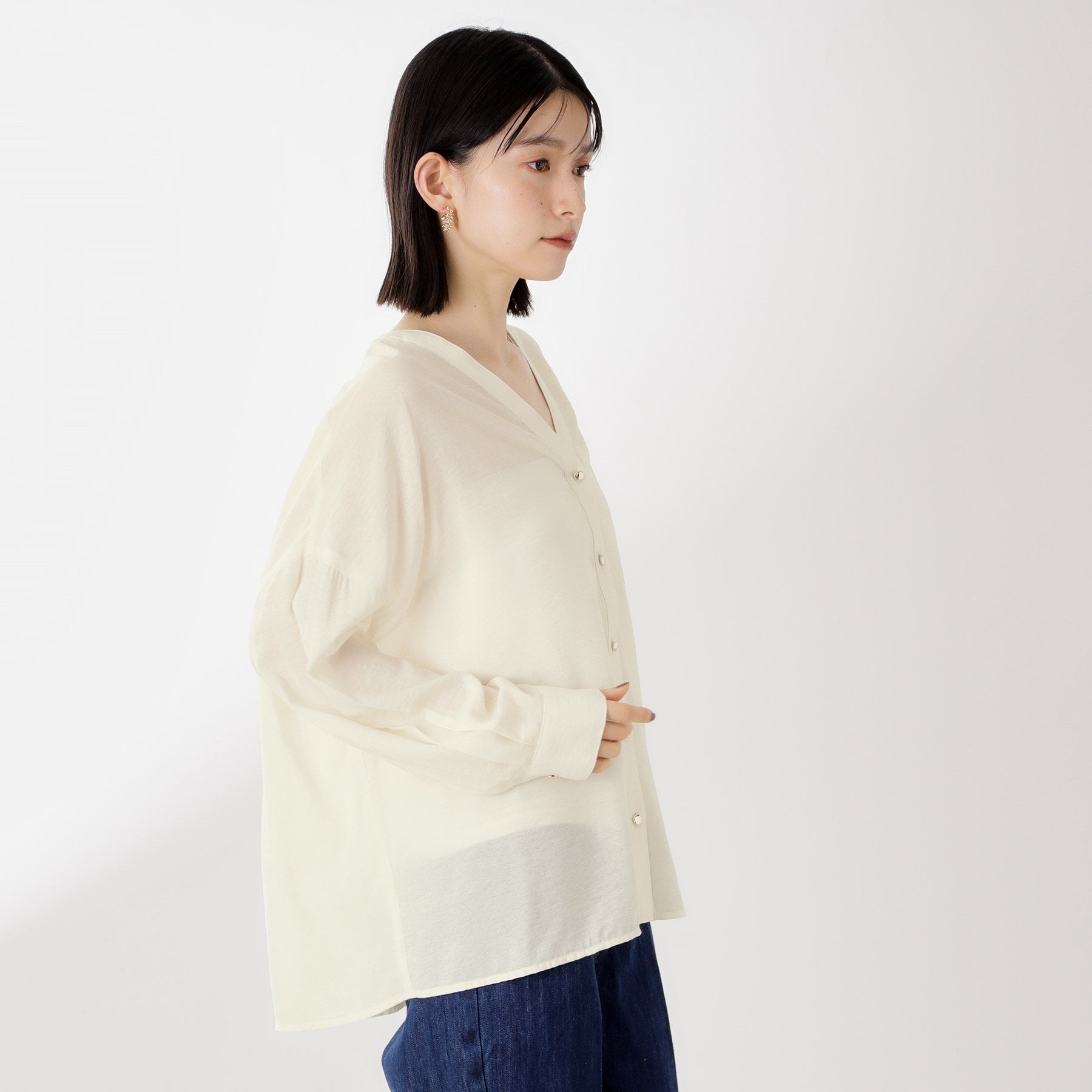 ザ ショップ ティーケー  (ウィメン) THE SHOP TK(Women) イレヘム刺繍ポケットシャツ （ネイビー(094)） ネイビー(094)