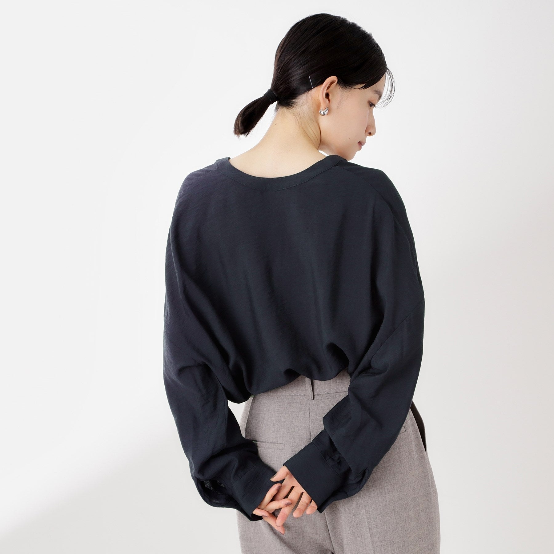 ザ ショップ ティーケー  (ウィメン) THE SHOP TK(Women) イレヘム刺繍ポケットシャツ （ネイビー(094)） ネイビー(094)