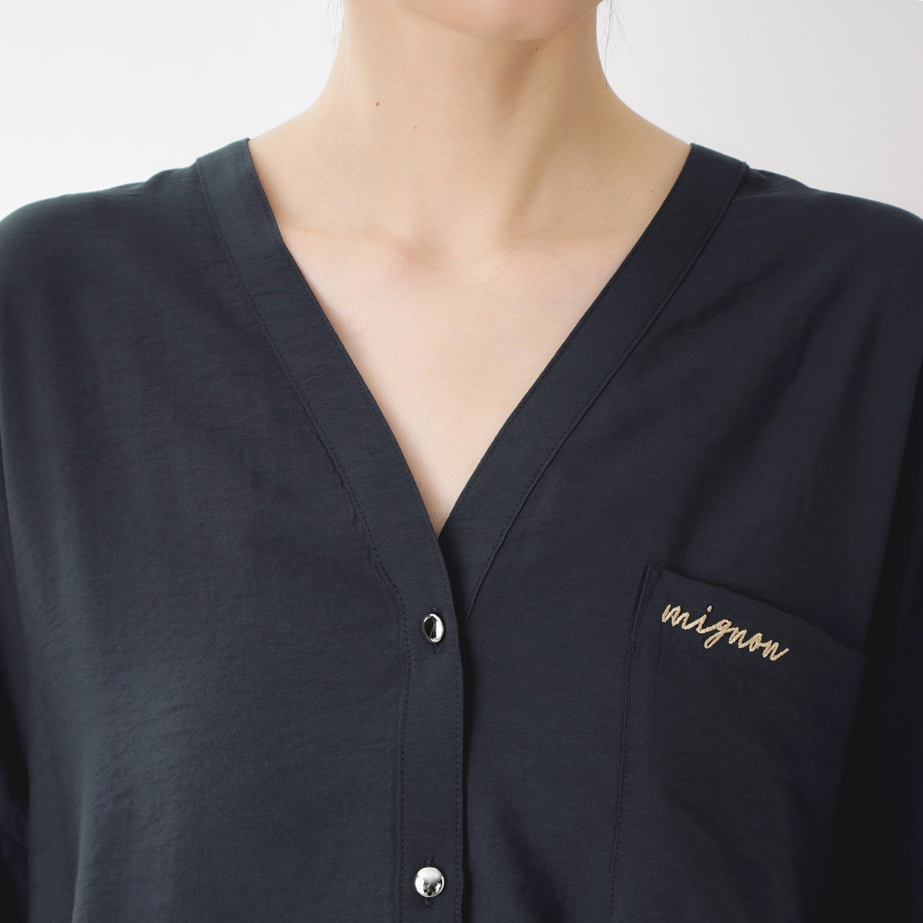 ザ ショップ ティーケー  (ウィメン) THE SHOP TK(Women) イレヘム刺繍ポケットシャツ （ネイビー(094)） ネイビー(094)