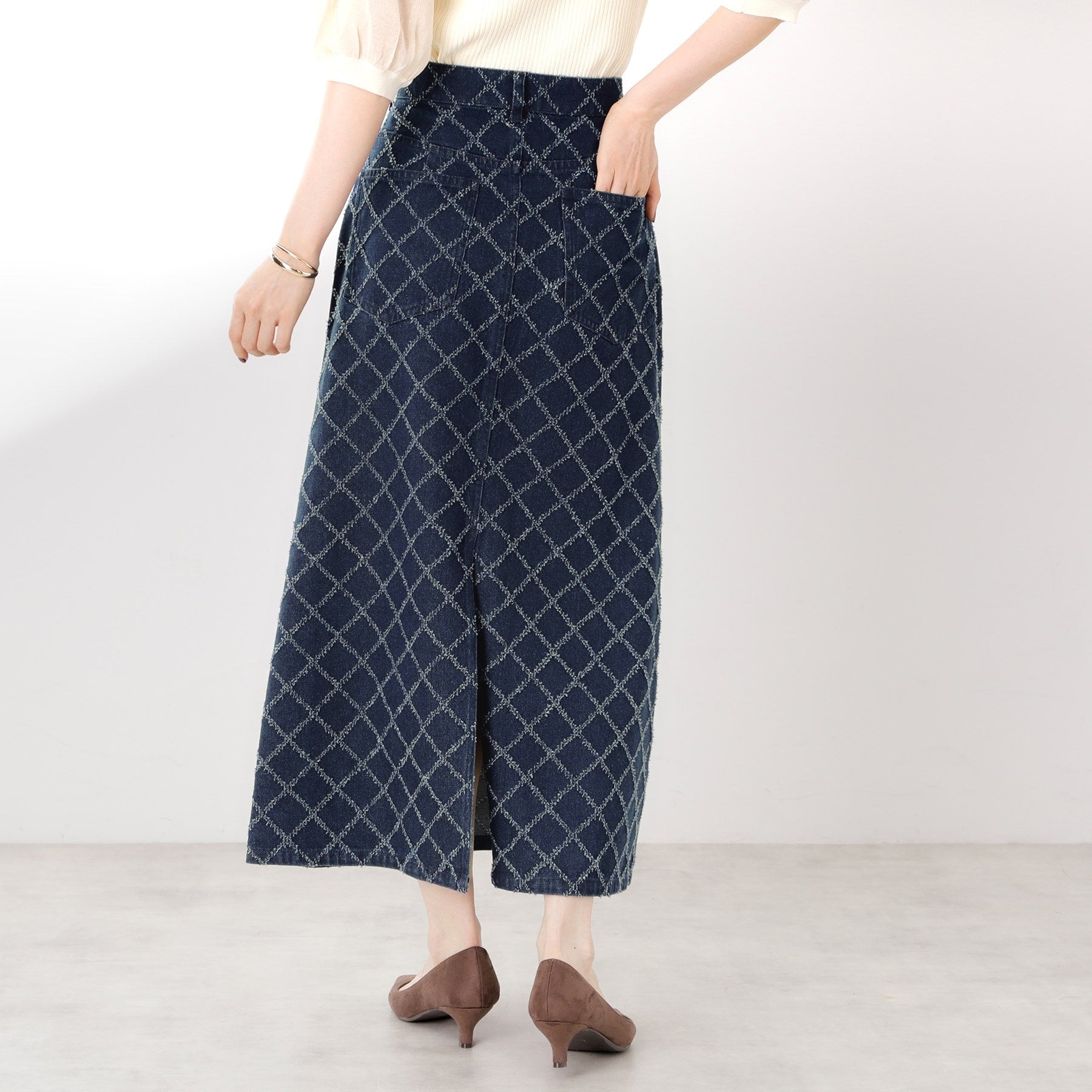 ザ ショップ ティーケー  (ウィメン) THE SHOP TK(Women) ジャガードデニムスカート （ブラック(019)） ブラック(019)