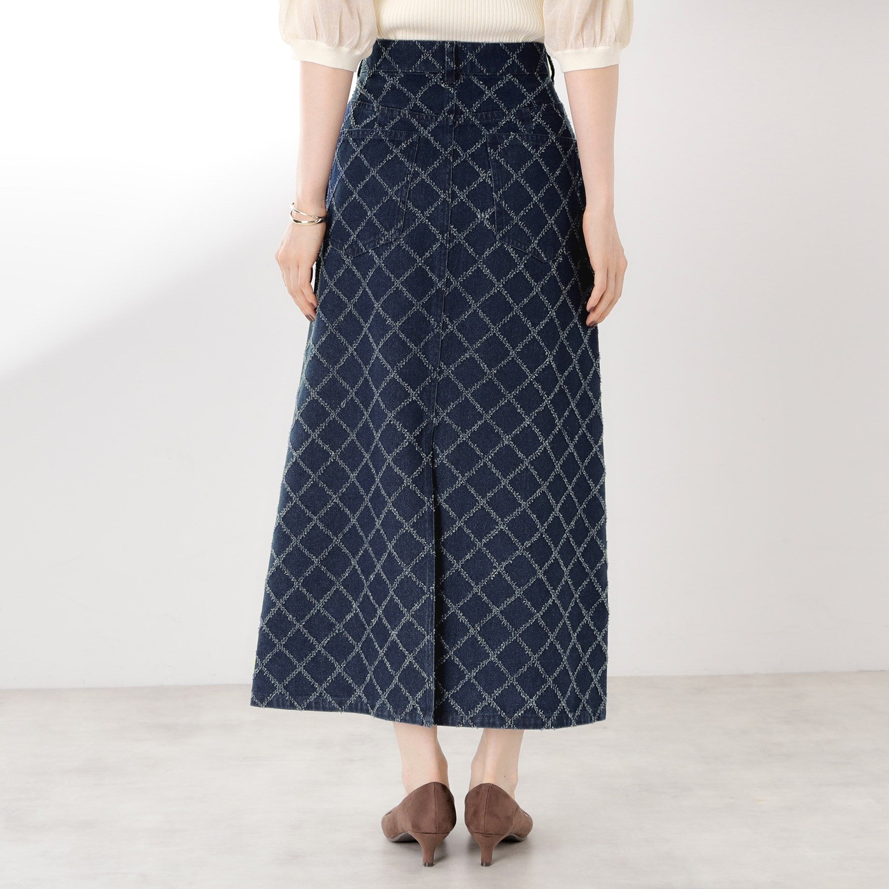 ザ ショップ ティーケー  (ウィメン) THE SHOP TK(Women) ジャガードデニムスカート （ブラック(019)） ブラック(019)