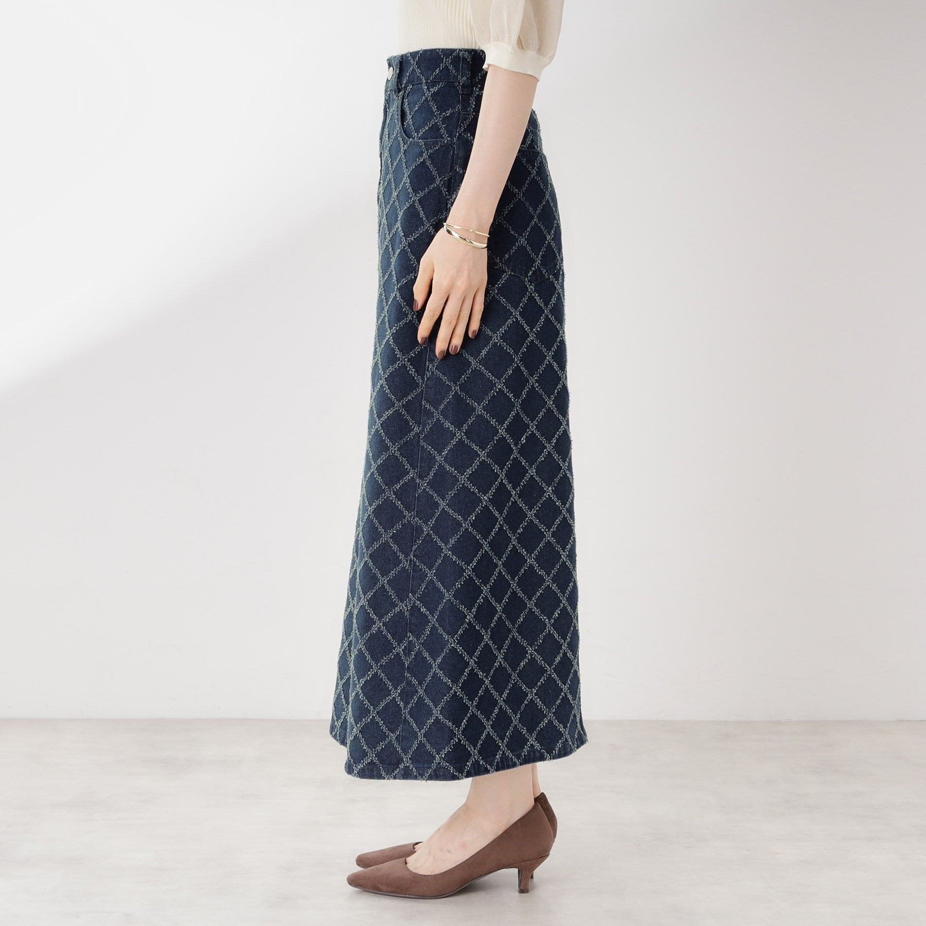 ザ ショップ ティーケー  (ウィメン) THE SHOP TK(Women) ジャガードデニムスカート （ブラック(019)） ブラック(019)