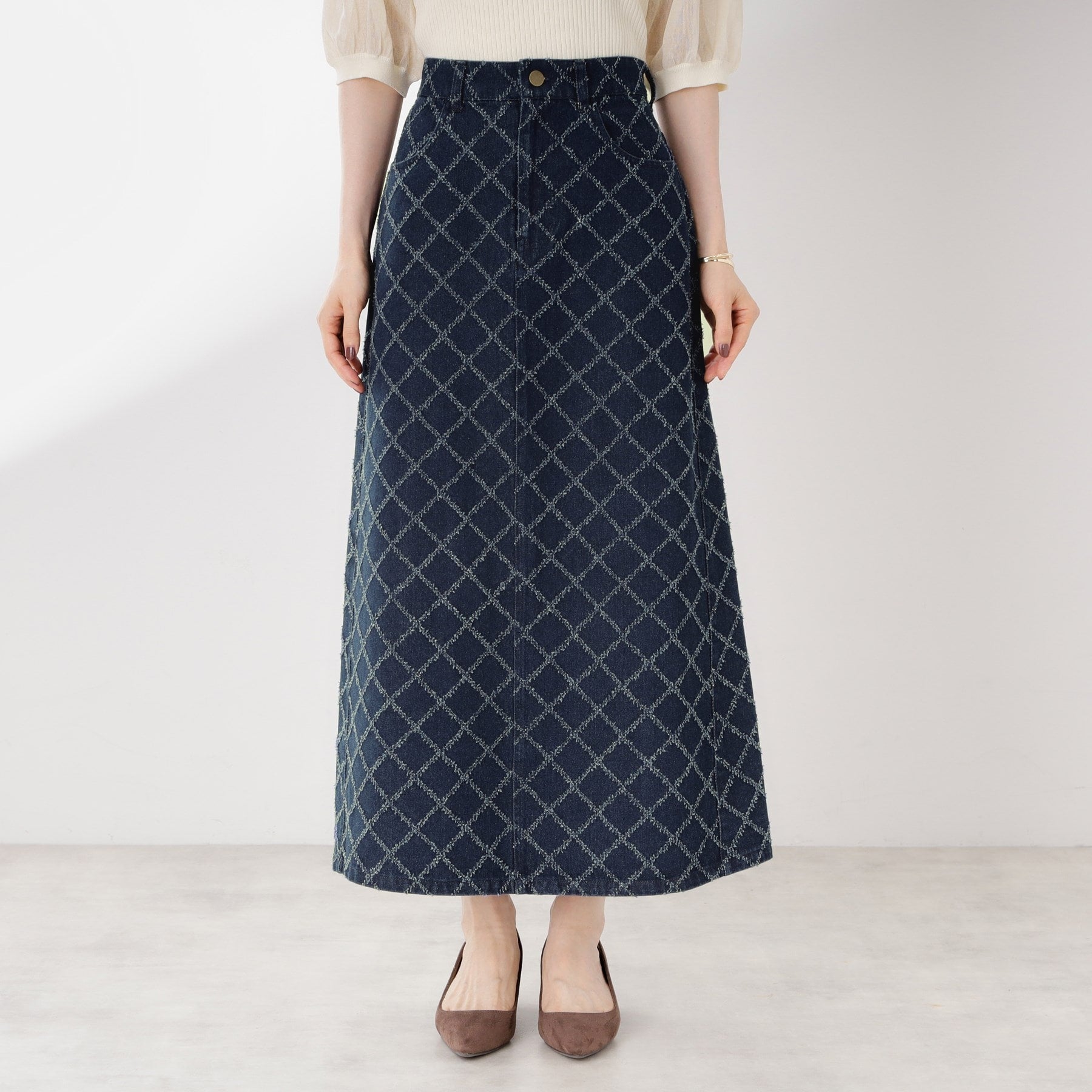 ザ ショップ ティーケー  (ウィメン) THE SHOP TK(Women) ジャガードデニムスカート （ブラック(019)） ブラック(019)