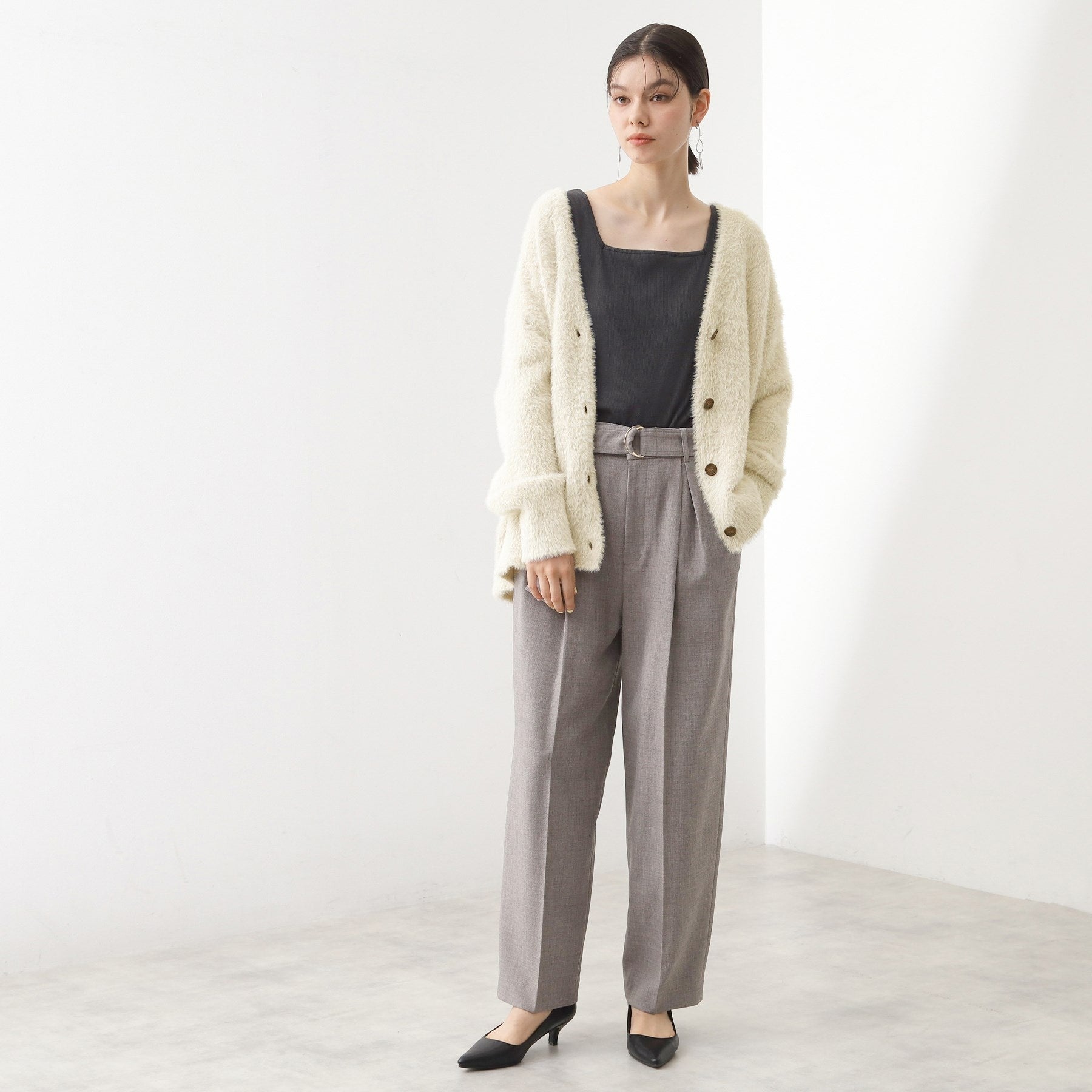 ザ ショップ ティーケー  (ウィメン) THE SHOP TK(Women) フェザーVネックカーデ （オレンジ(067)） オレンジ(067)