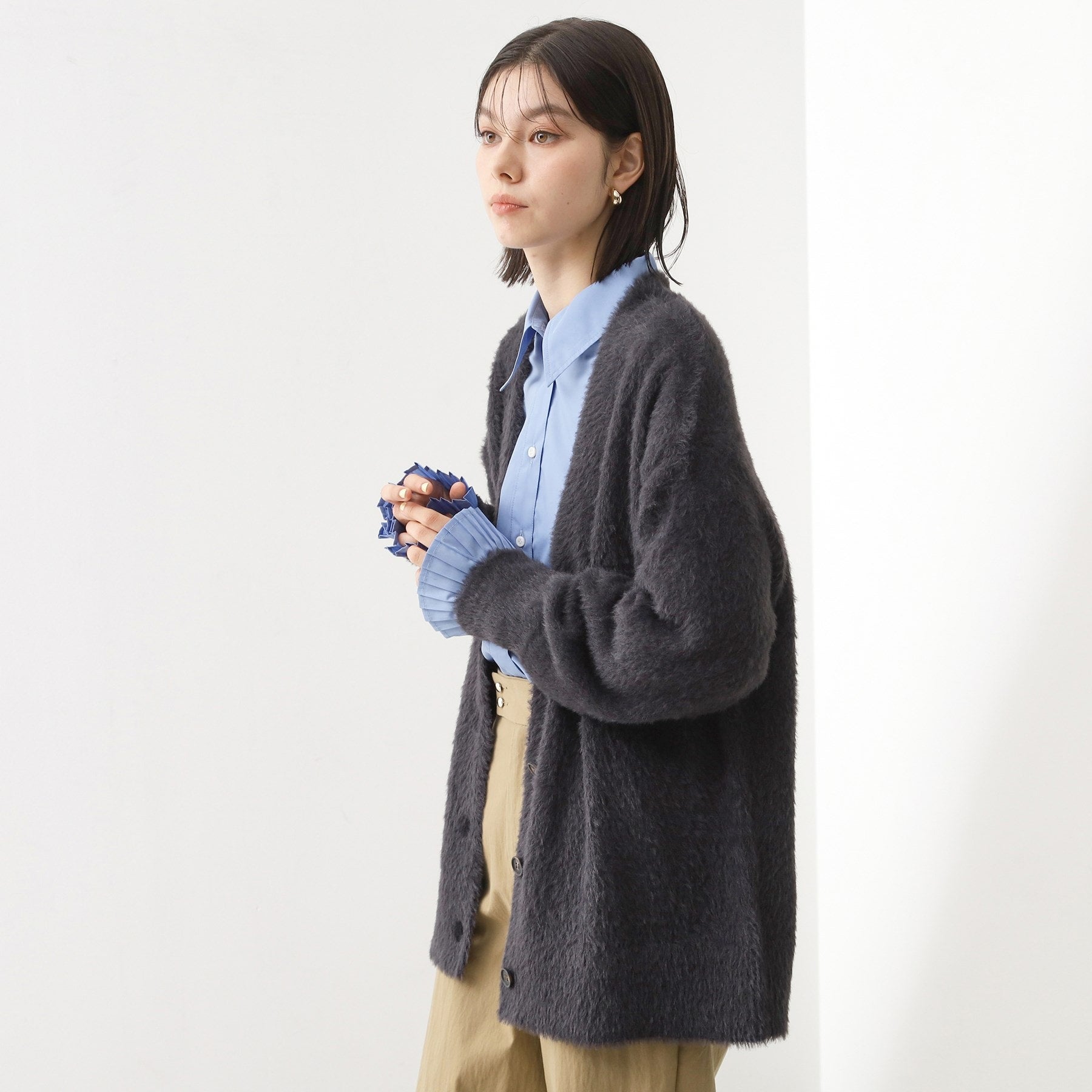 ザ ショップ ティーケー  (ウィメン) THE SHOP TK(Women) フェザーVネックカーデ （オレンジ(067)） オレンジ(067)