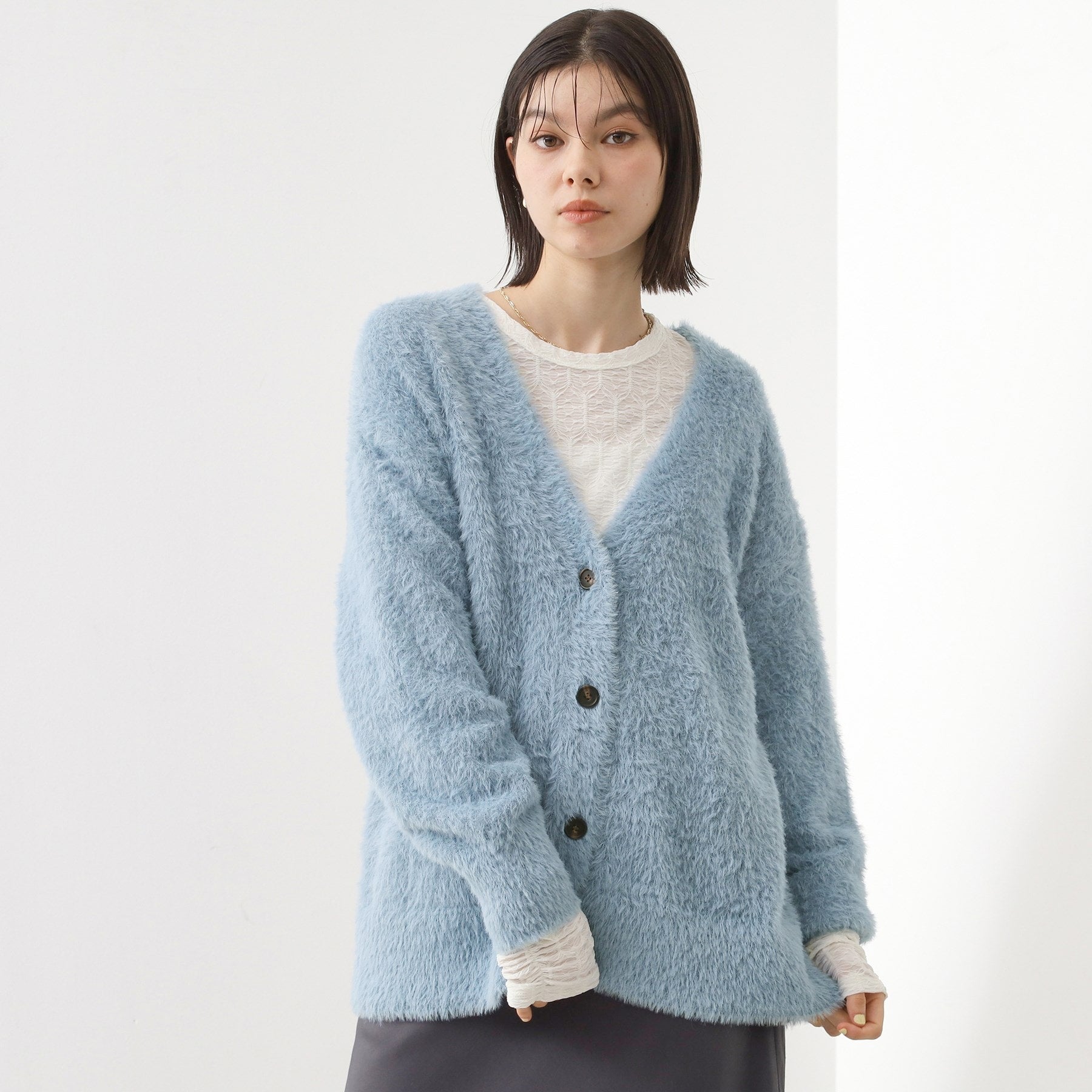ザ ショップ ティーケー  (ウィメン) THE SHOP TK(Women) フェザーVネックカーデ （オレンジ(067)） オレンジ(067)