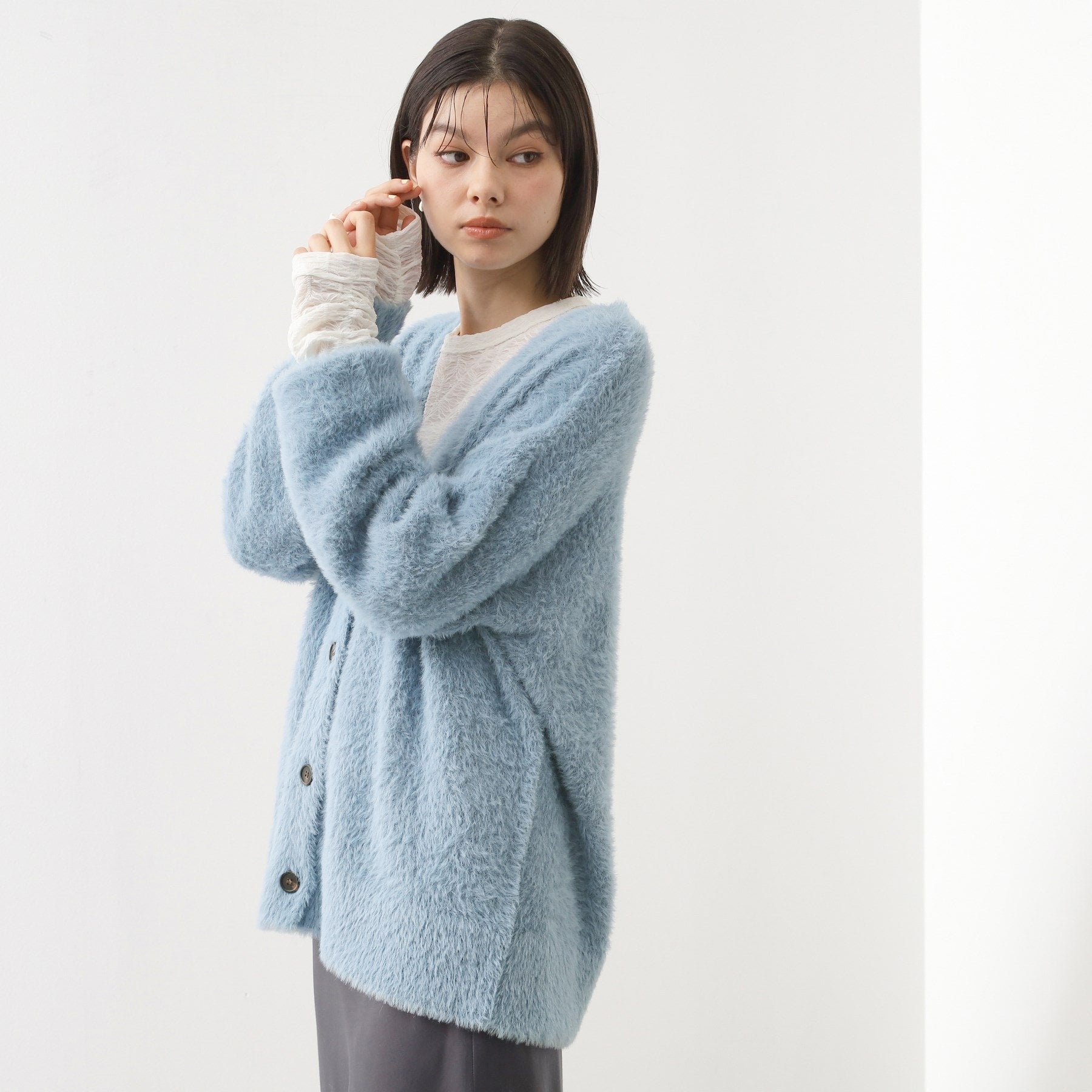ザ ショップ ティーケー  (ウィメン) THE SHOP TK(Women) フェザーVネックカーデ （オレンジ(067)） オレンジ(067)