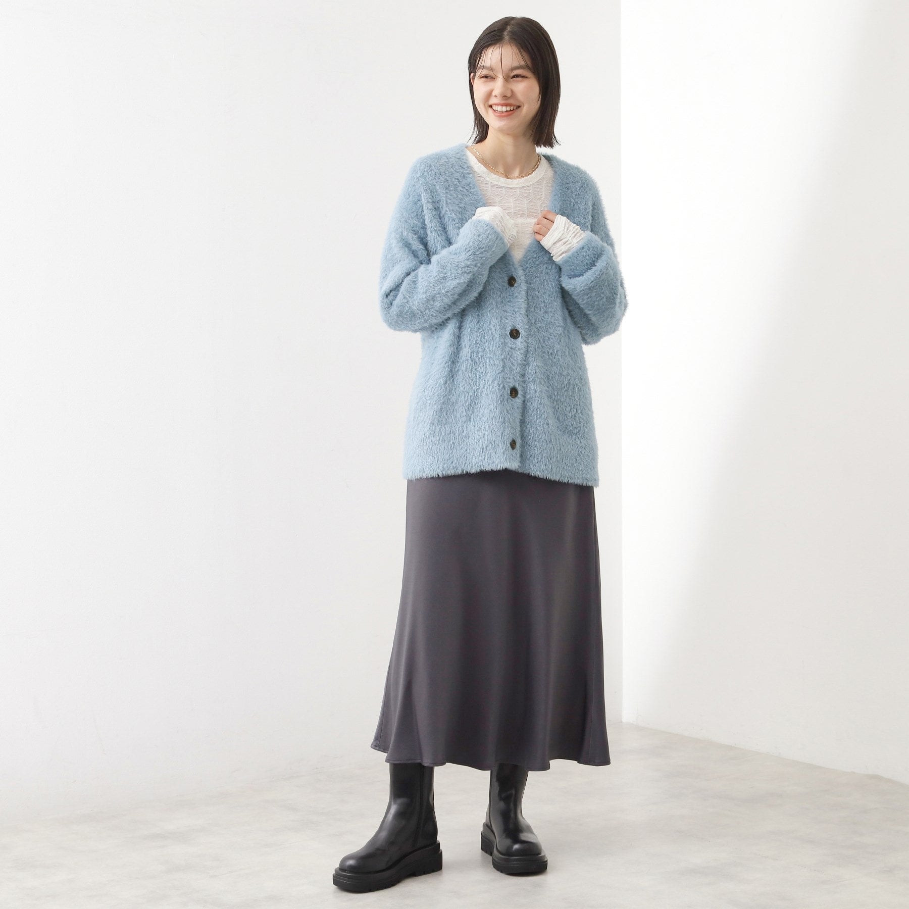 ザ ショップ ティーケー  (ウィメン) THE SHOP TK(Women) フェザーVネックカーデ （オレンジ(067)） オレンジ(067)