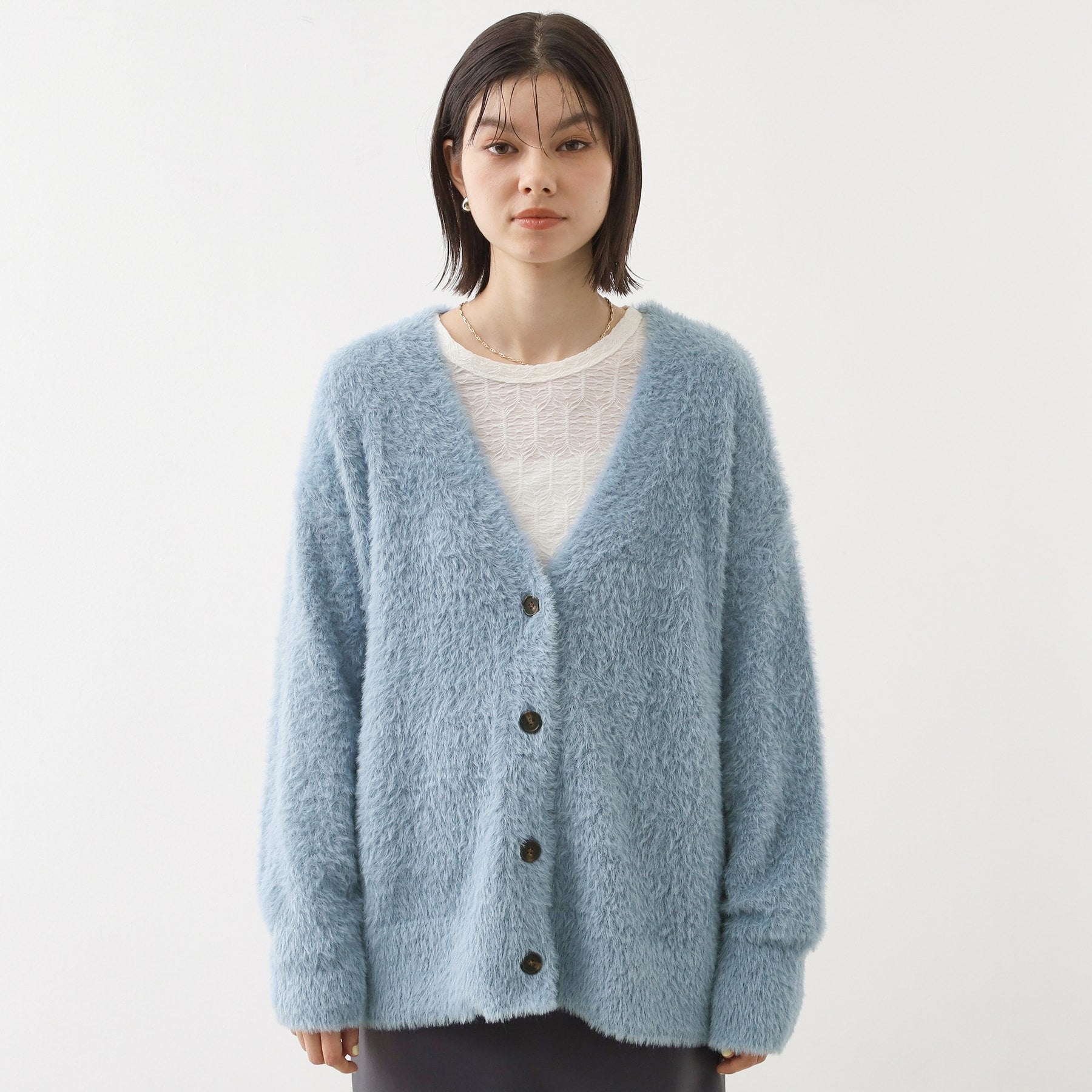 ザ ショップ ティーケー  (ウィメン) THE SHOP TK(Women) フェザーVネックカーデ （オレンジ(067)） オレンジ(067)