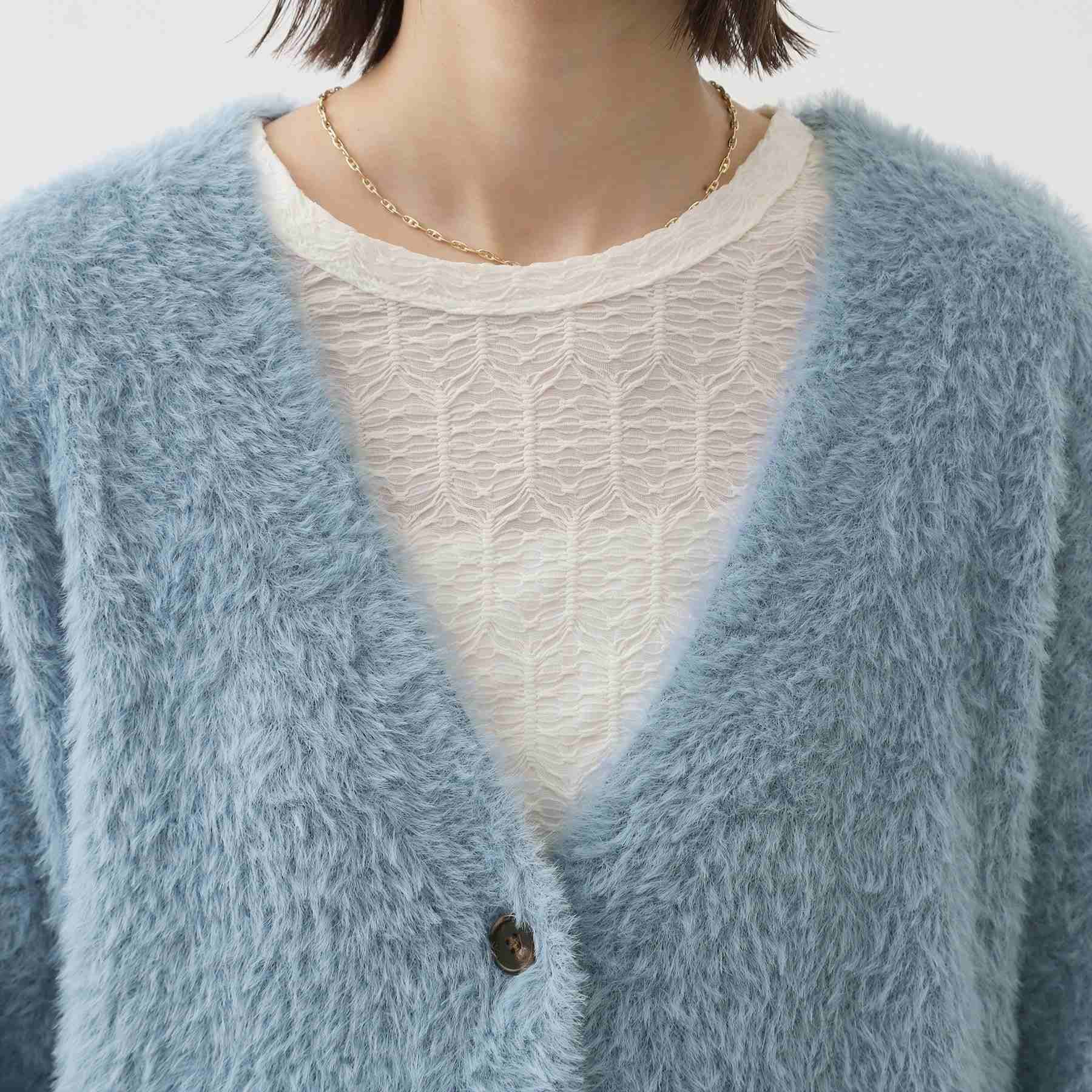 ザ ショップ ティーケー  (ウィメン) THE SHOP TK(Women) フェザーVネックカーデ （オレンジ(067)） オレンジ(067)
