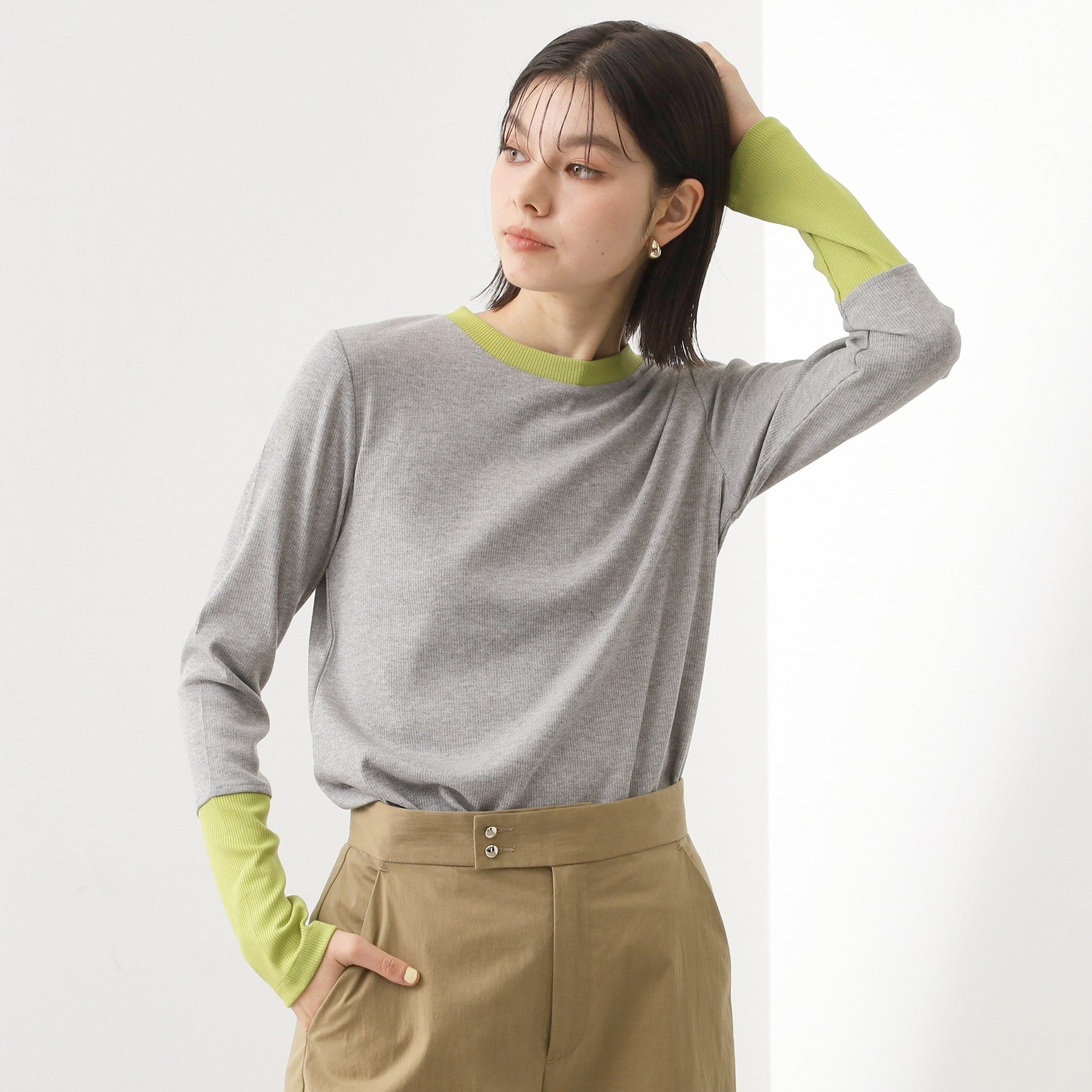 ザ ショップ ティーケー  (ウィメン) THE SHOP TK(Women) バイカラーテレコプルオーバー （グレー(512)） グレー(512)