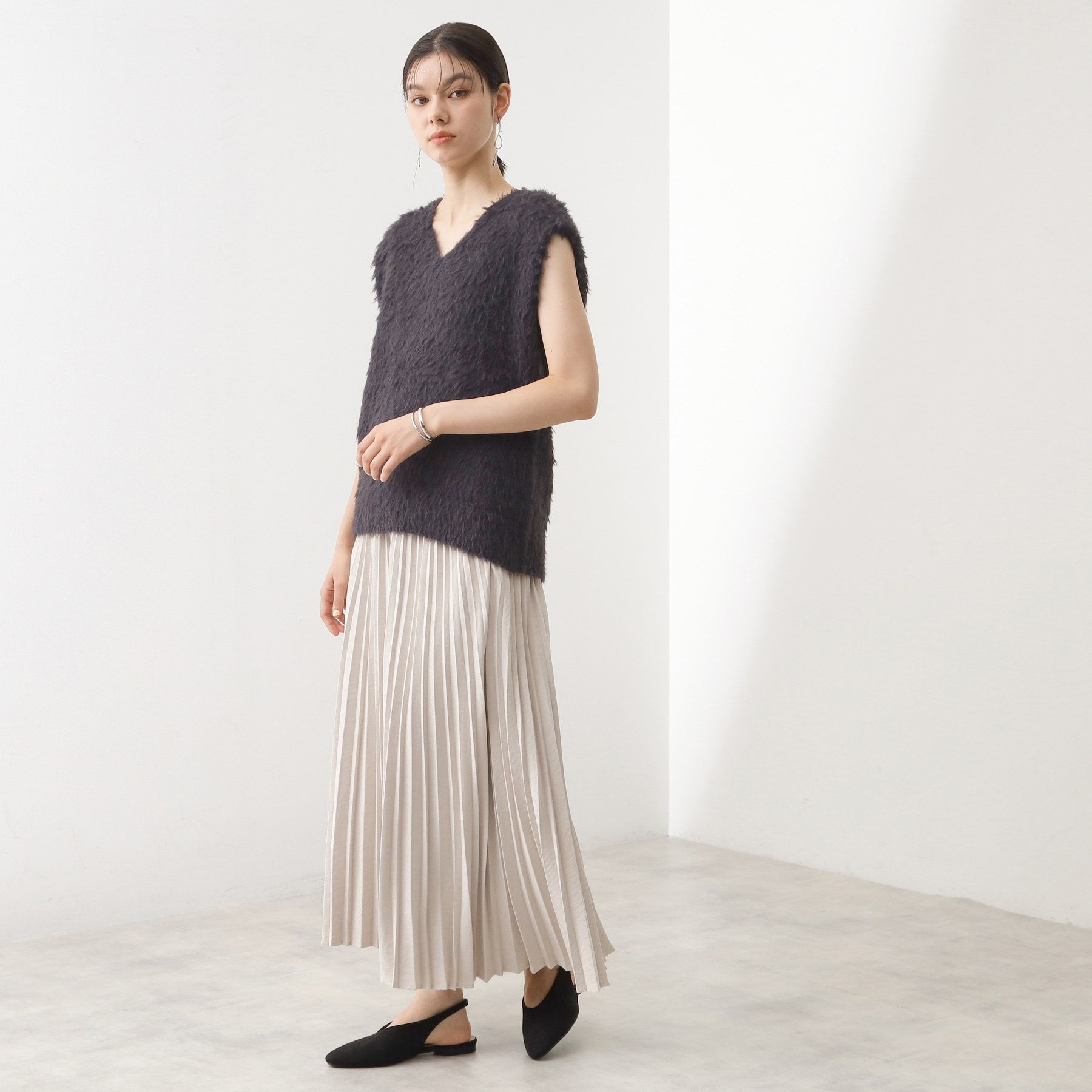 ザ ショップ ティーケー  (ウィメン) THE SHOP TK(Women) 起毛フェザーVNベスト （モカブラウン(042)） モカブラウン(042)