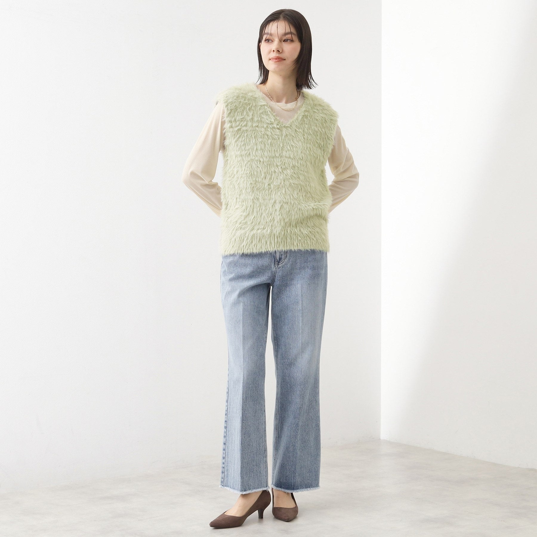 ザ ショップ ティーケー  (ウィメン) THE SHOP TK(Women) 起毛フェザーVNベスト （モカブラウン(042)） モカブラウン(042)