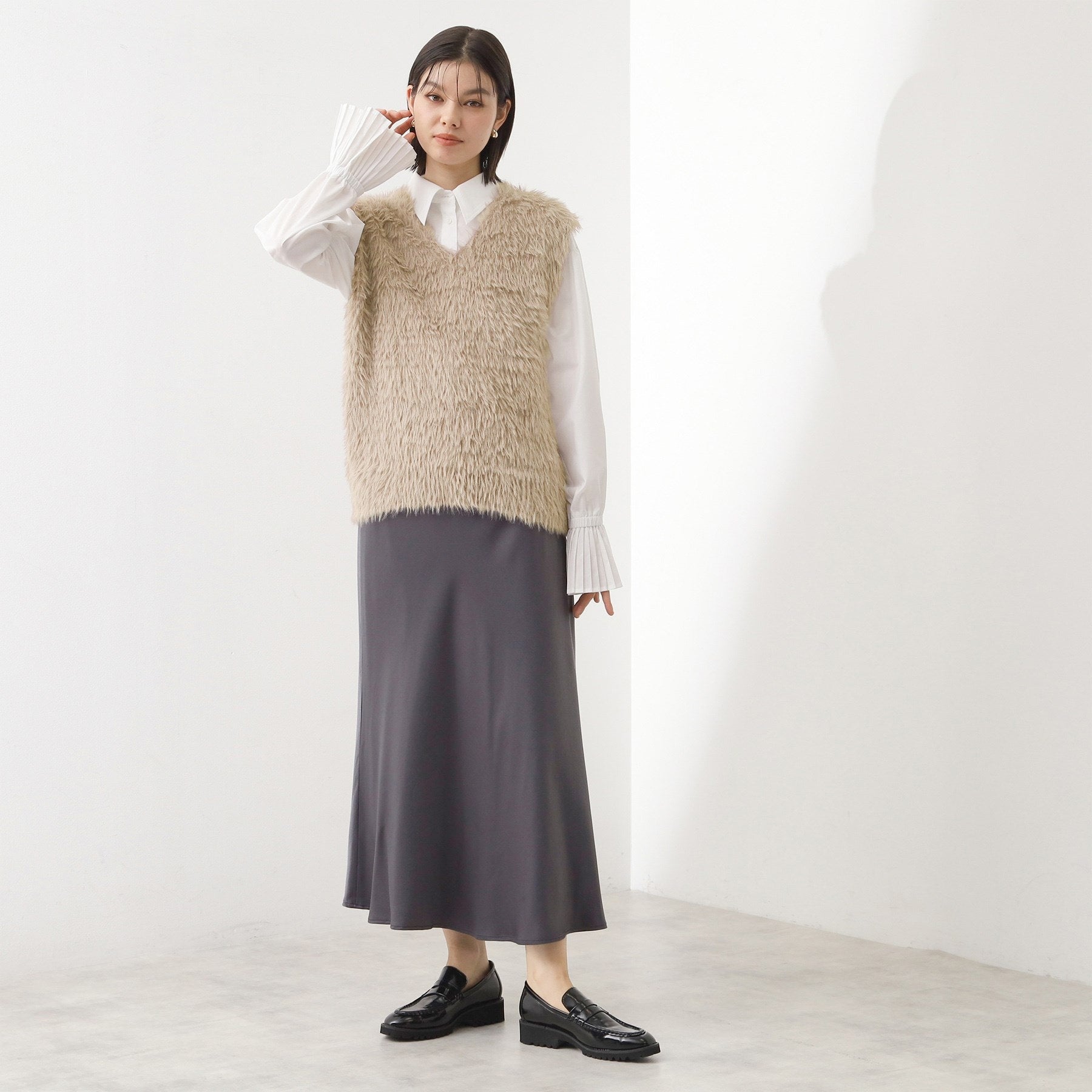 ザ ショップ ティーケー  (ウィメン) THE SHOP TK(Women) 起毛フェザーVNベスト （モカブラウン(042)） モカブラウン(042)
