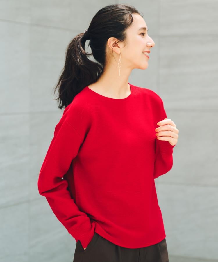 ザ ショップ ティーケー  (ウィメン) THE SHOP TK(Women) 【洗える】毛玉になりにくい蓄熱ガーターニット （スミクロ(018)） スミクロ(018)
