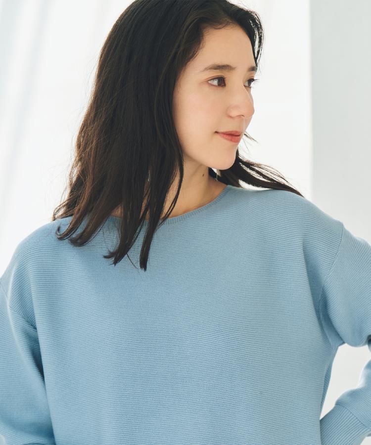 ザ ショップ ティーケー  (ウィメン) THE SHOP TK(Women) 【洗える】毛玉になりにくい蓄熱ガーターニット （スミクロ(018)） スミクロ(018)