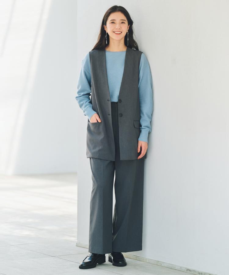 ザ ショップ ティーケー  (ウィメン) THE SHOP TK(Women) 【洗える】毛玉になりにくい蓄熱ガーターニット （スミクロ(018)） スミクロ(018)