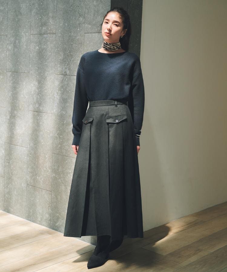 ザ ショップ ティーケー  (ウィメン) THE SHOP TK(Women) 【洗える】毛玉になりにくい蓄熱ガーターニット （スミクロ(018)） スミクロ(018)