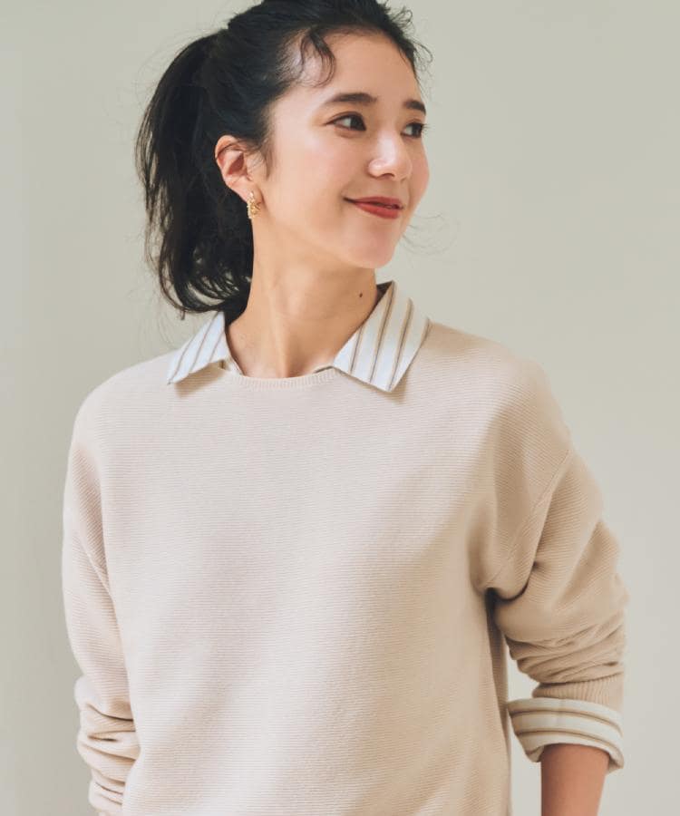 ザ ショップ ティーケー  (ウィメン) THE SHOP TK(Women) 【洗える】毛玉になりにくい蓄熱ガーターニット （スミクロ(018)） スミクロ(018)