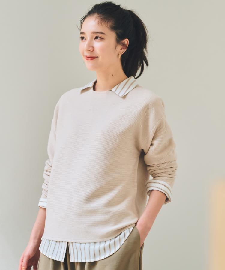ザ ショップ ティーケー  (ウィメン) THE SHOP TK(Women) 【洗える】毛玉になりにくい蓄熱ガーターニット （スミクロ(018)） スミクロ(018)
