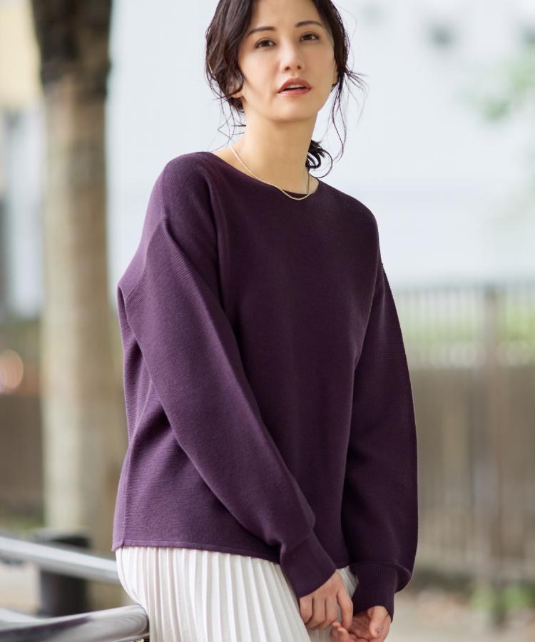 ザ ショップ ティーケー  (ウィメン) THE SHOP TK(Women) 【洗える】毛玉になりにくい蓄熱ガーターニット （スミクロ(018)） スミクロ(018)