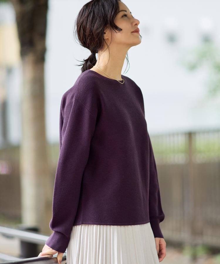 ザ ショップ ティーケー  (ウィメン) THE SHOP TK(Women) 【洗える】毛玉になりにくい蓄熱ガーターニット （スミクロ(018)） スミクロ(018)
