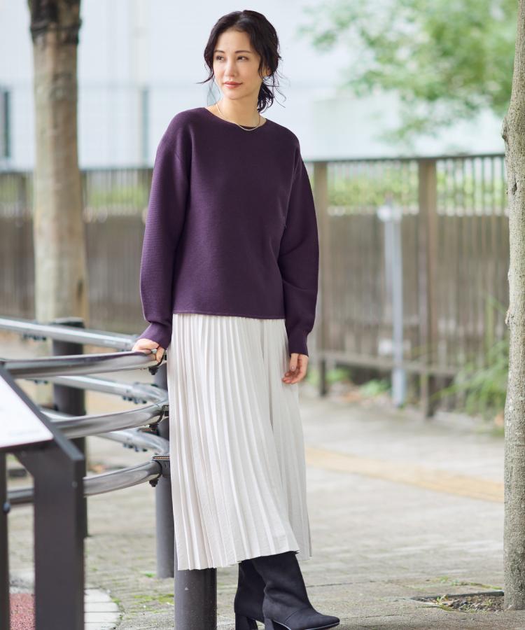 ザ ショップ ティーケー  (ウィメン) THE SHOP TK(Women) 【洗える】毛玉になりにくい蓄熱ガーターニット （スミクロ(018)） スミクロ(018)